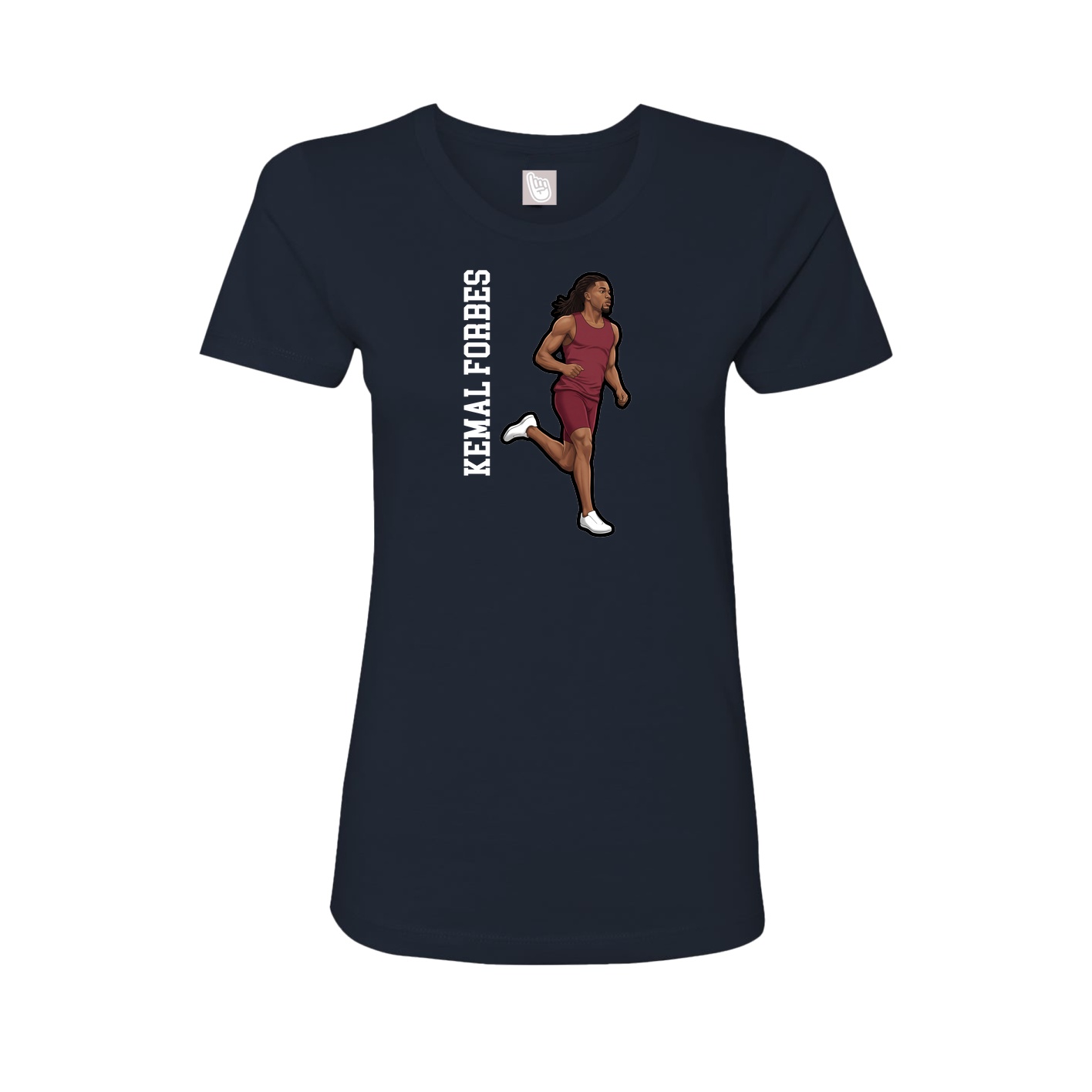 Fitted Women's Tee — Name Vertical in Navy