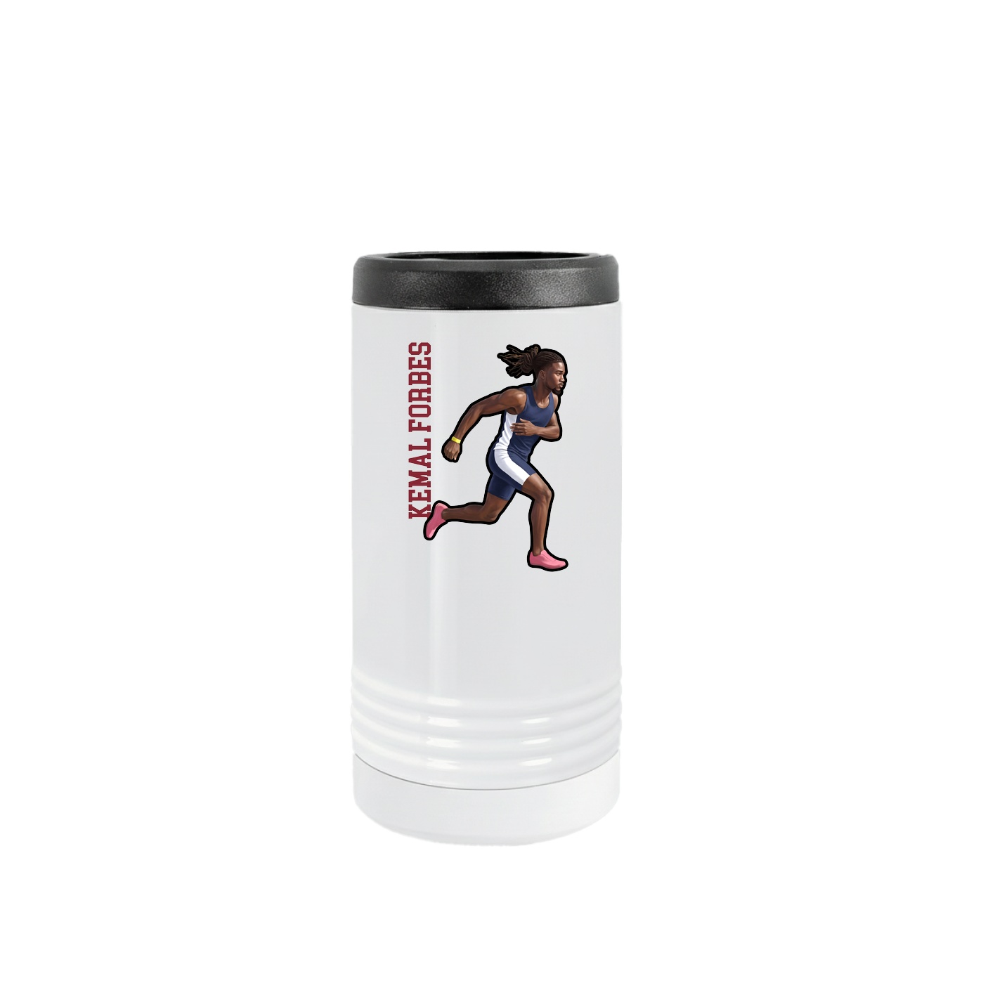 Slim Beverage Holder — Name Vertical in White