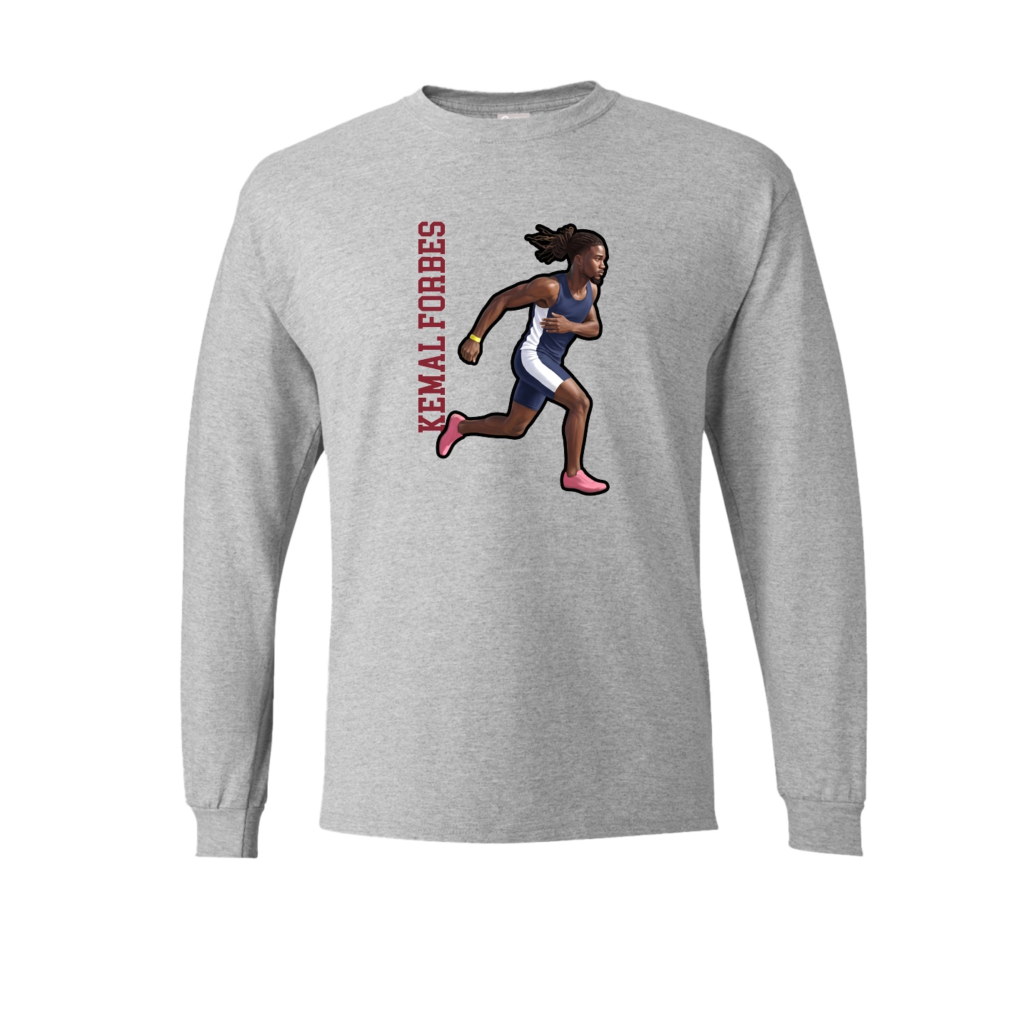 Long Sleeve Tee — Name Vertical in Grey