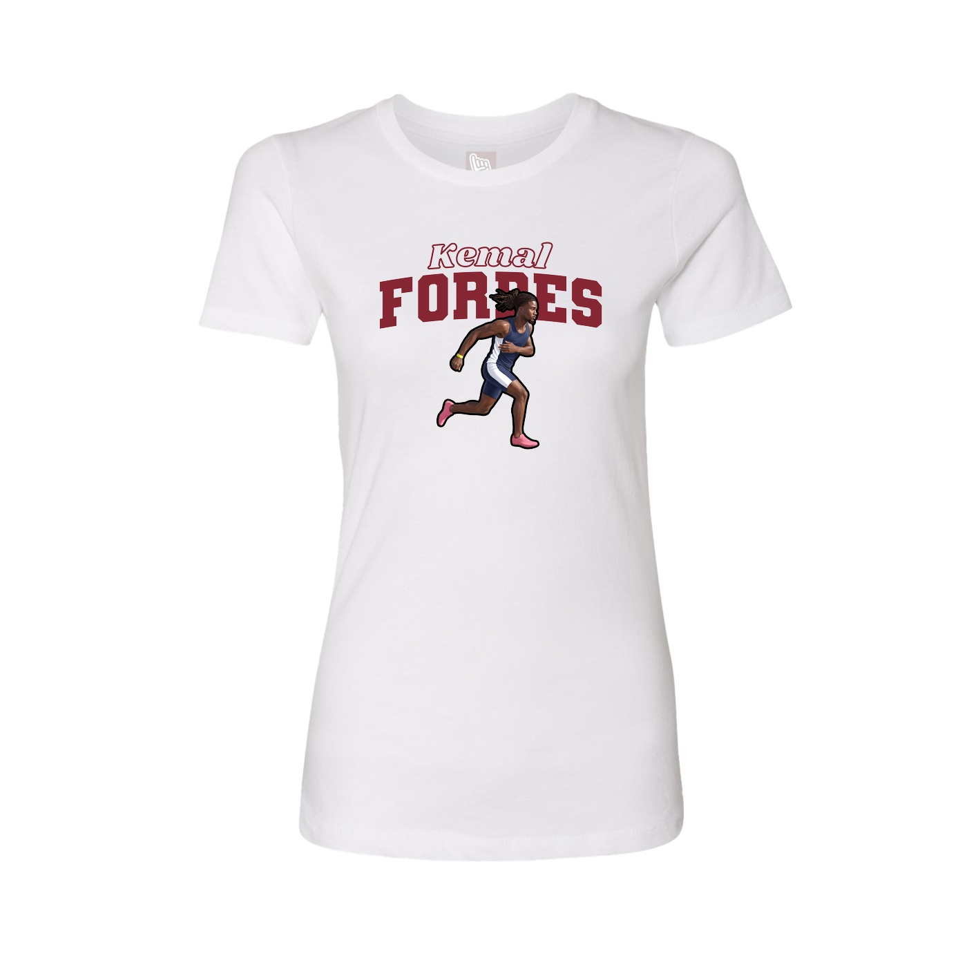 Fitted Women's Tee — Name Arch in White
