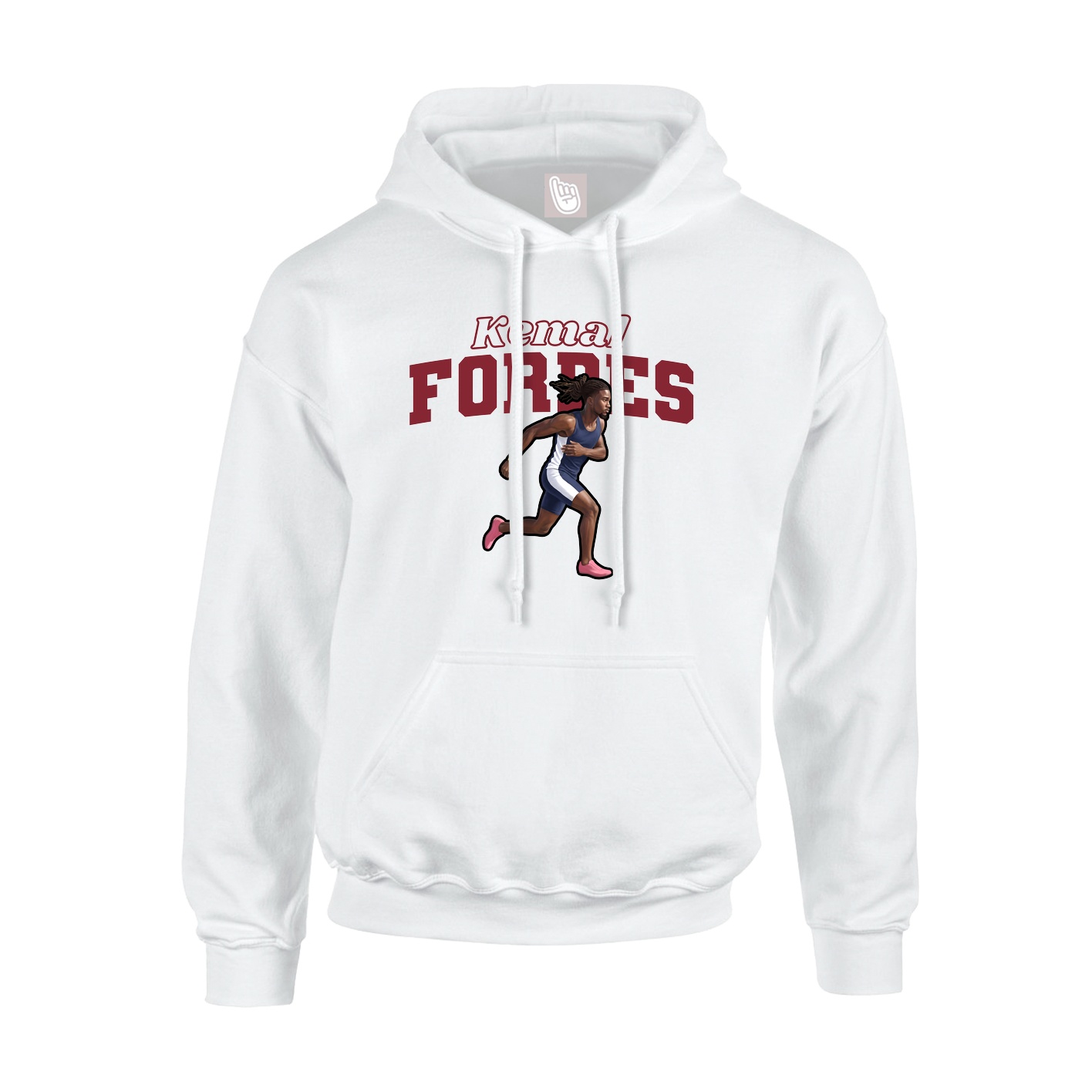Youth Hoodie — Name Arch in White