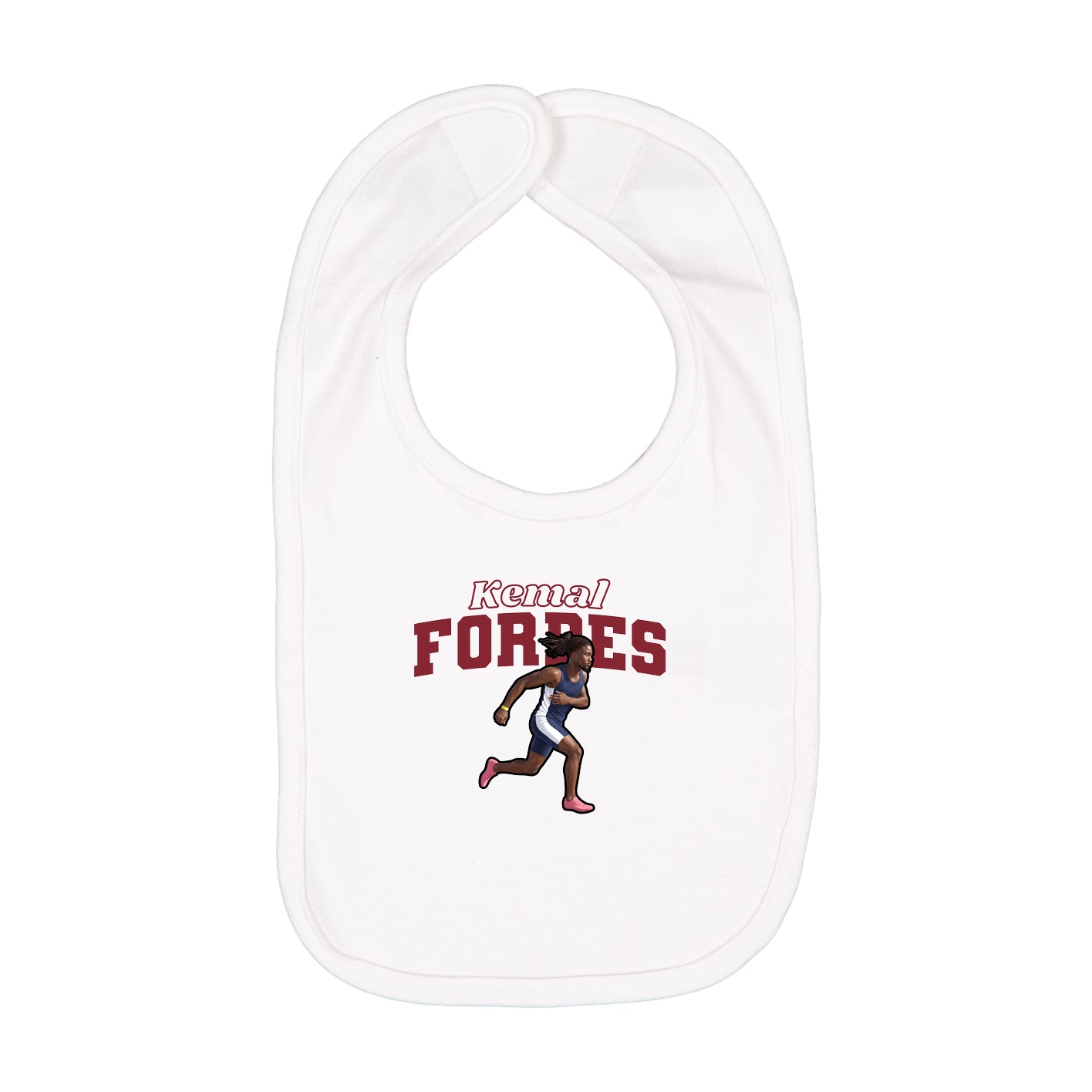 Infant Bib — Name Arch in White