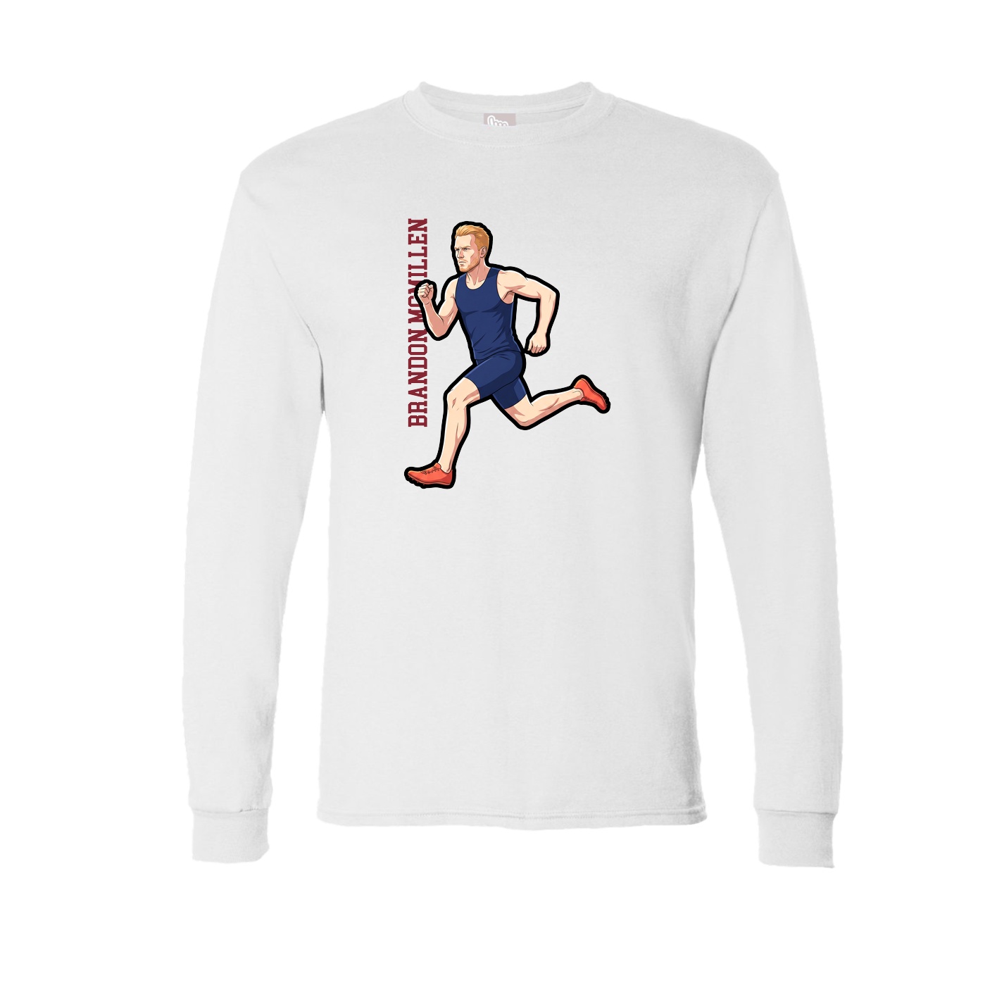 Long Sleeve Tee — Name Vertical in White