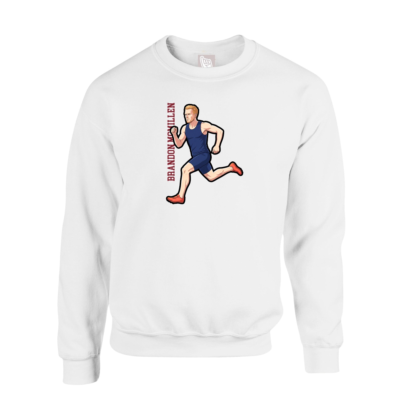 Fleece Crew — Name Vertical in White
