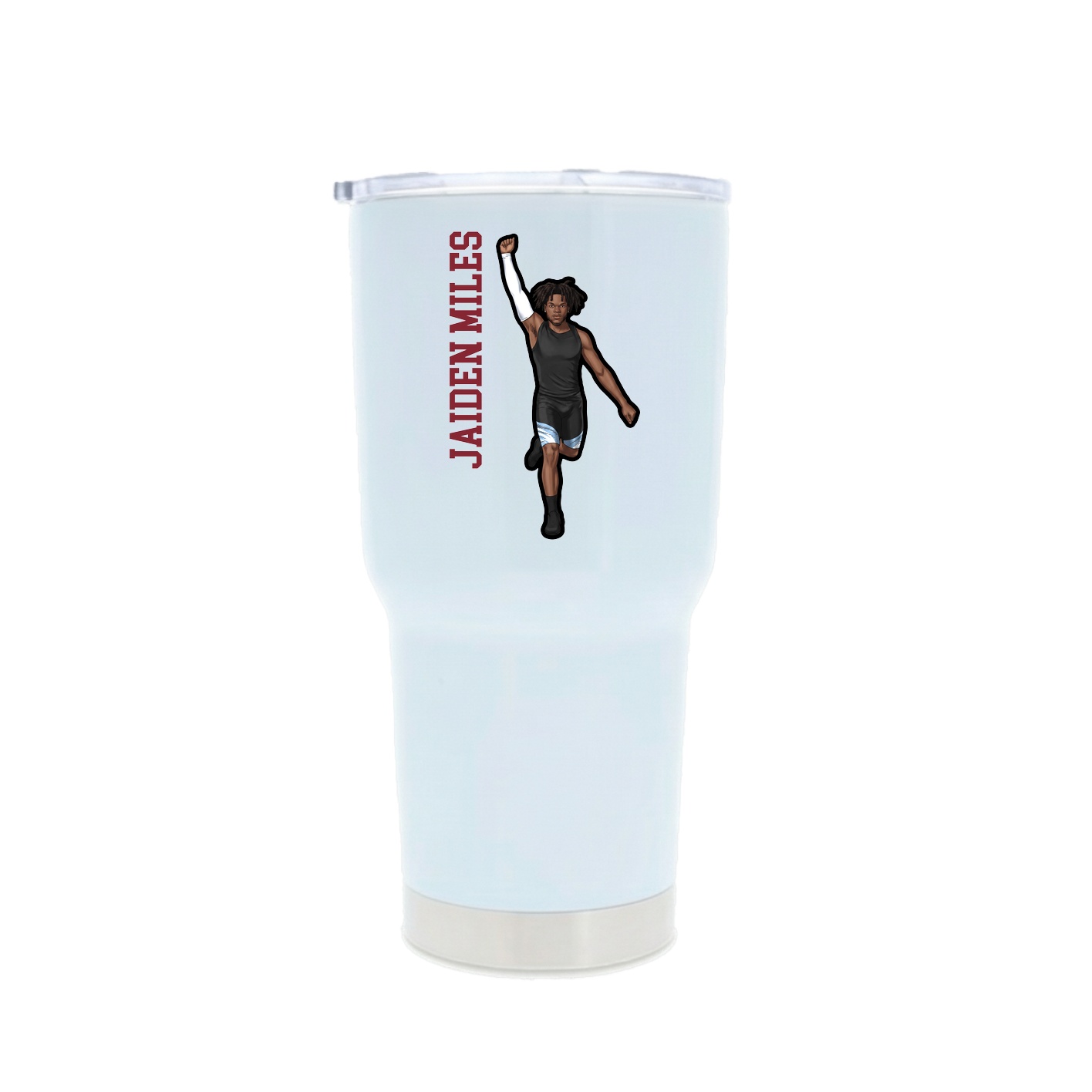 30oz Stainless Steel Tumbler — Name Vertical in White