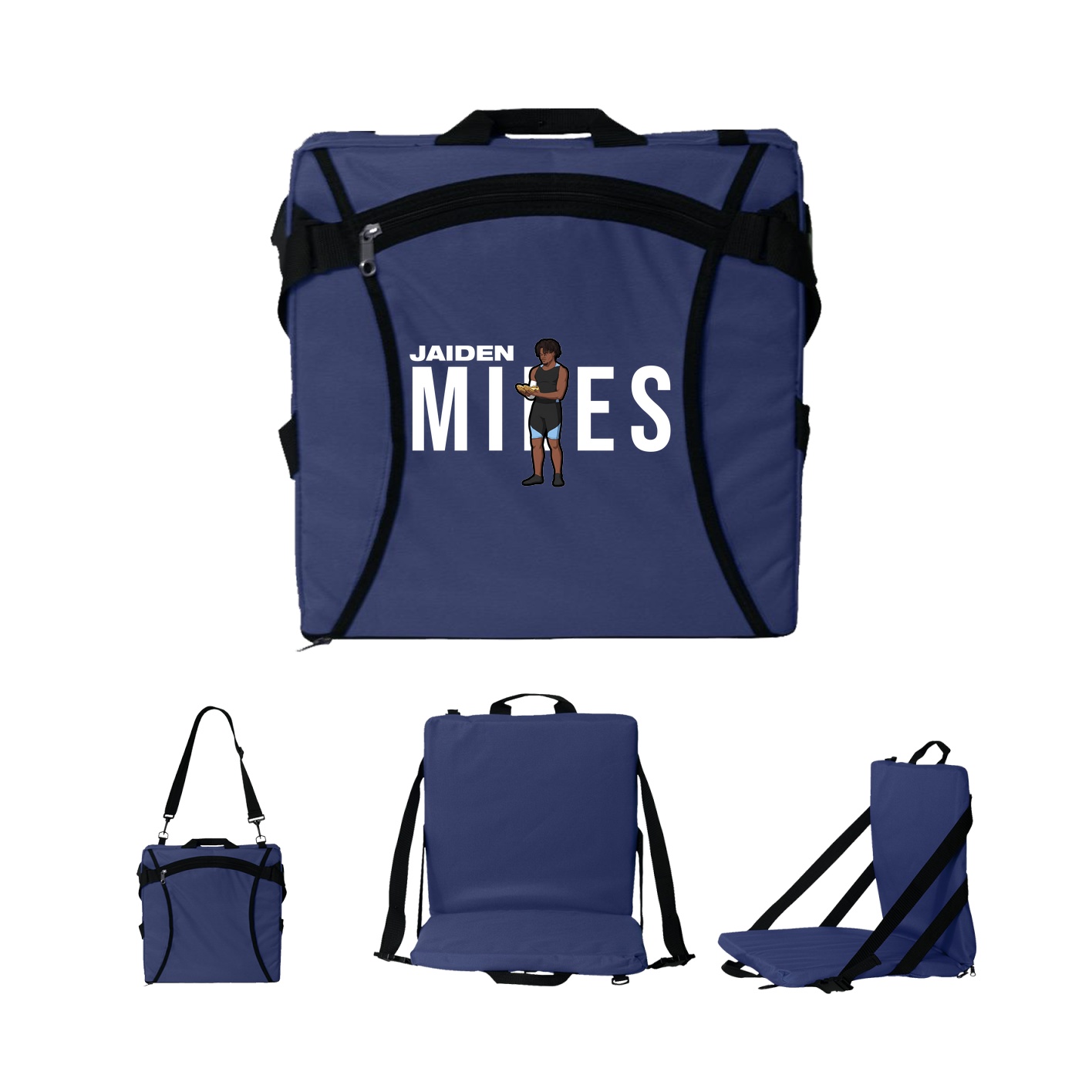 Folding Stadium Seat — Player Name in Navy