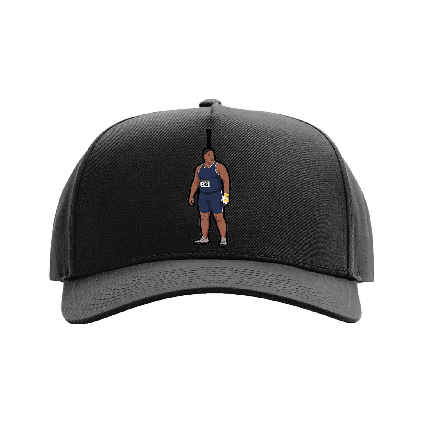 Full Fabric Five-Panel Champ Cap — Number Top in Black