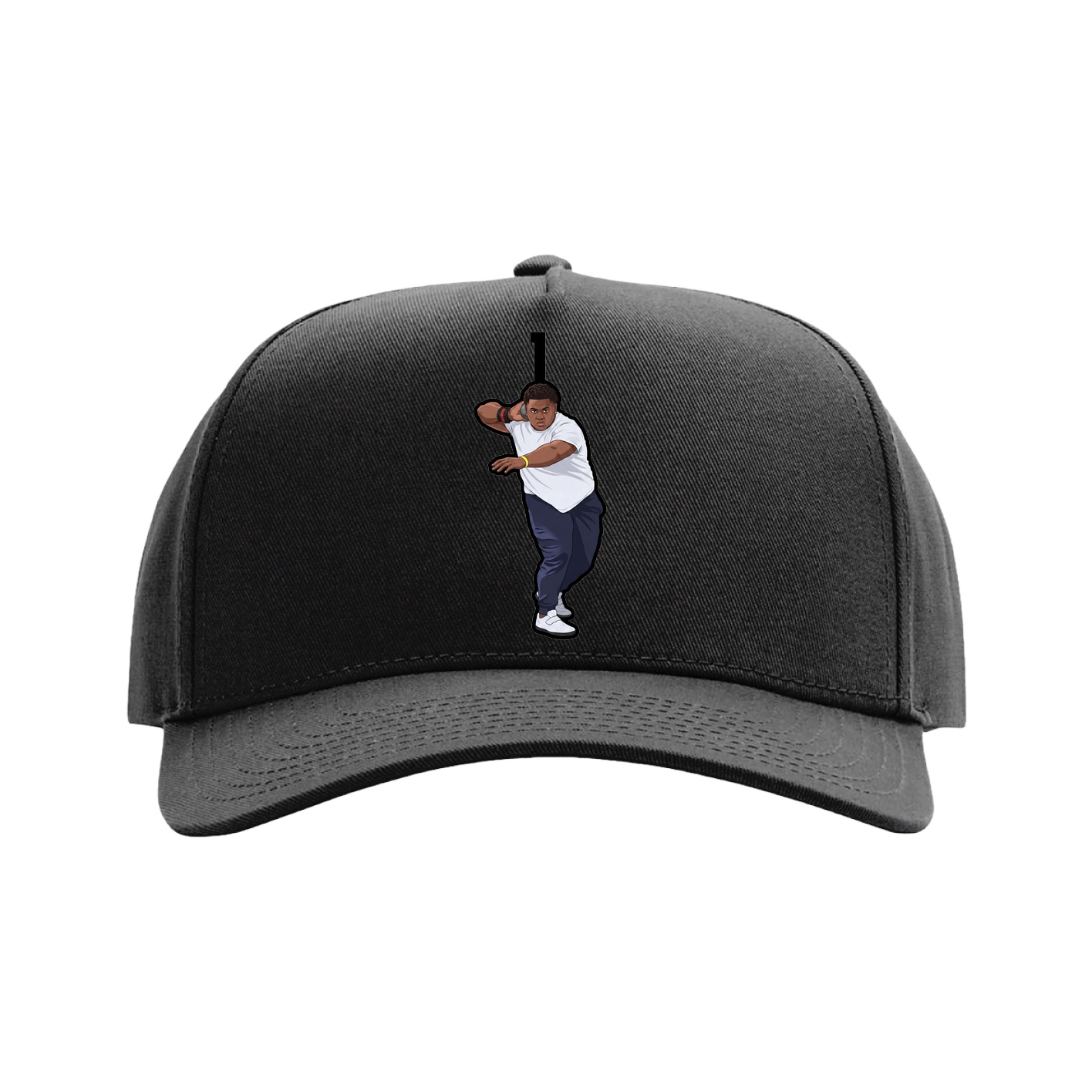 Full Fabric Five-Panel Champ Cap — Number Top in Black