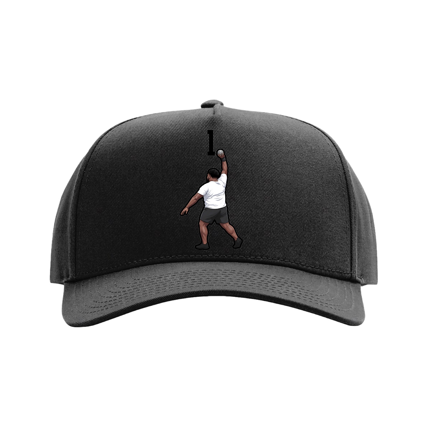 Full Fabric Five-Panel Champ Cap — Number Top in Black