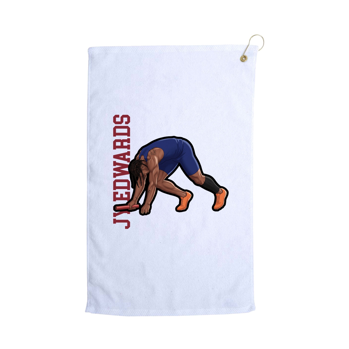 Golf Towel — Name Vertical in White