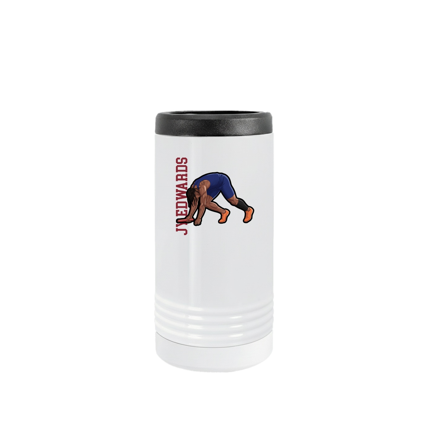 Slim Beverage Holder — Name Vertical in White