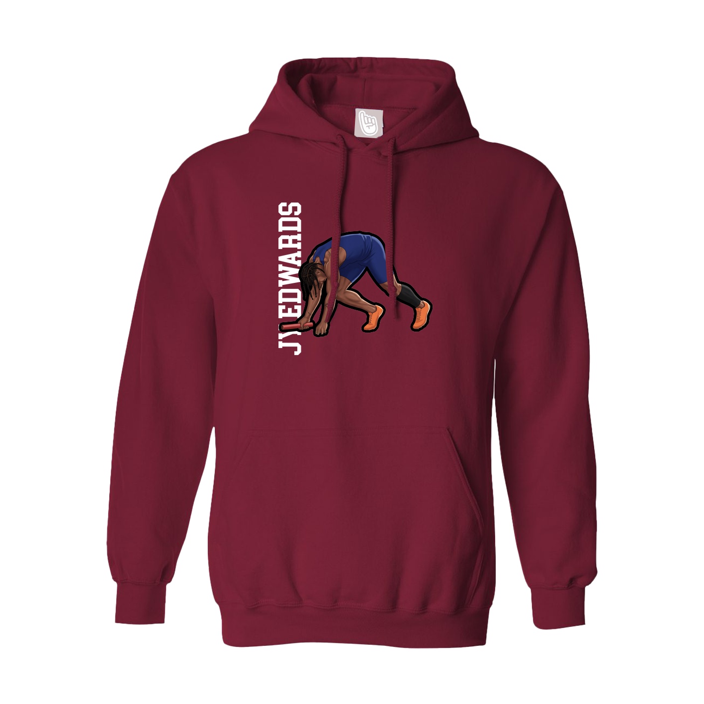Hoodie — Name Vertical in Cardinal
