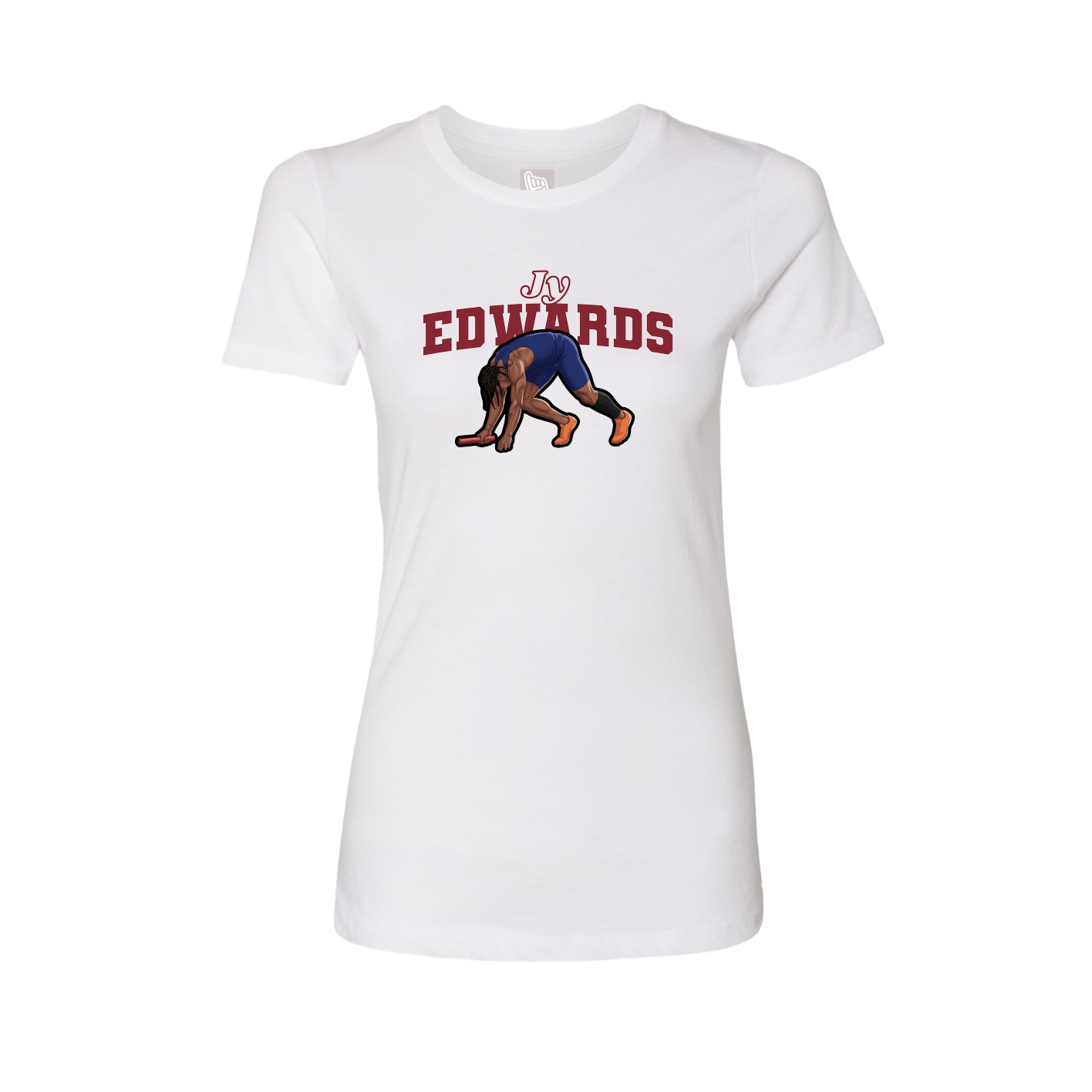 Fitted Women's Tee — Name Arch in White