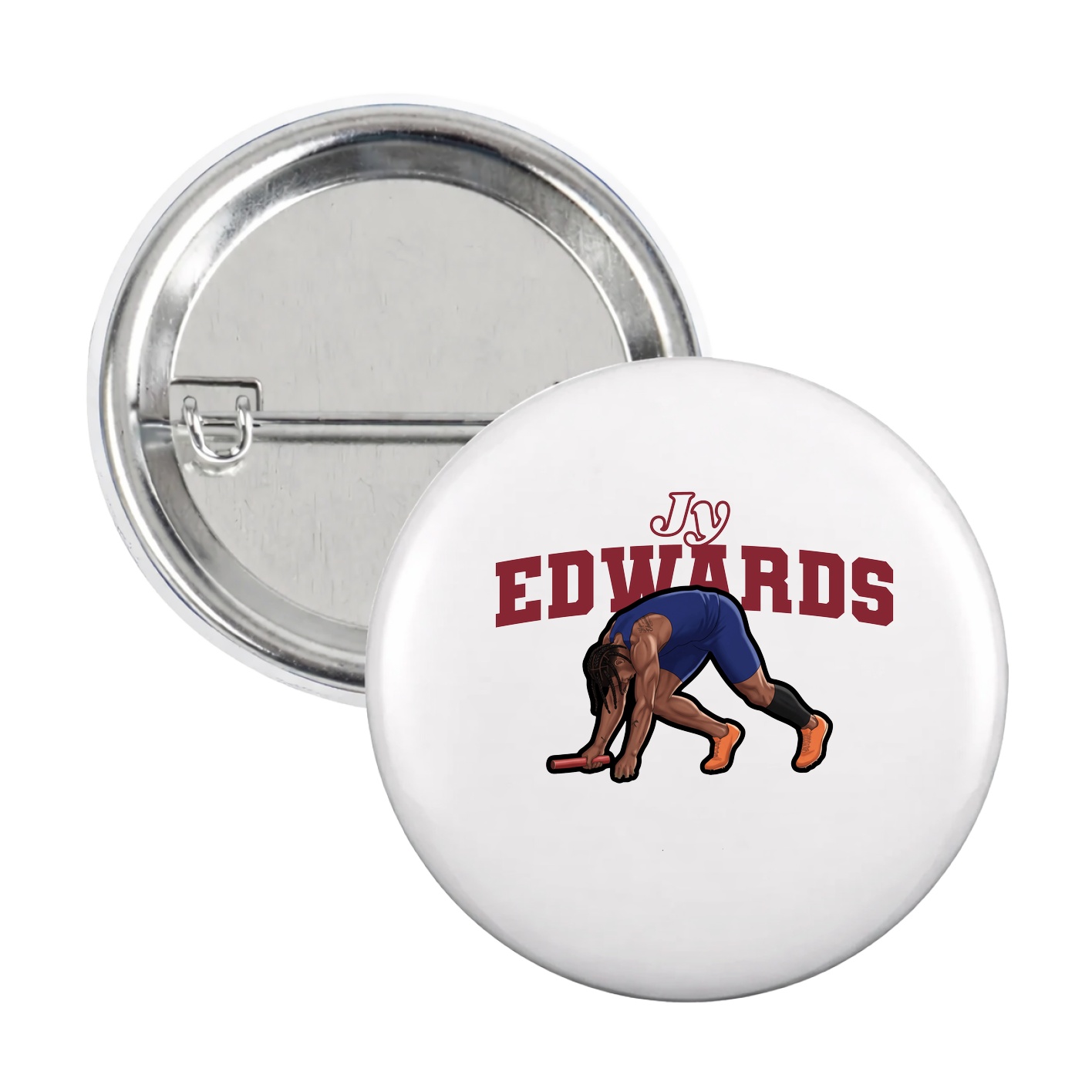 Game Day Button — Name Arch in White