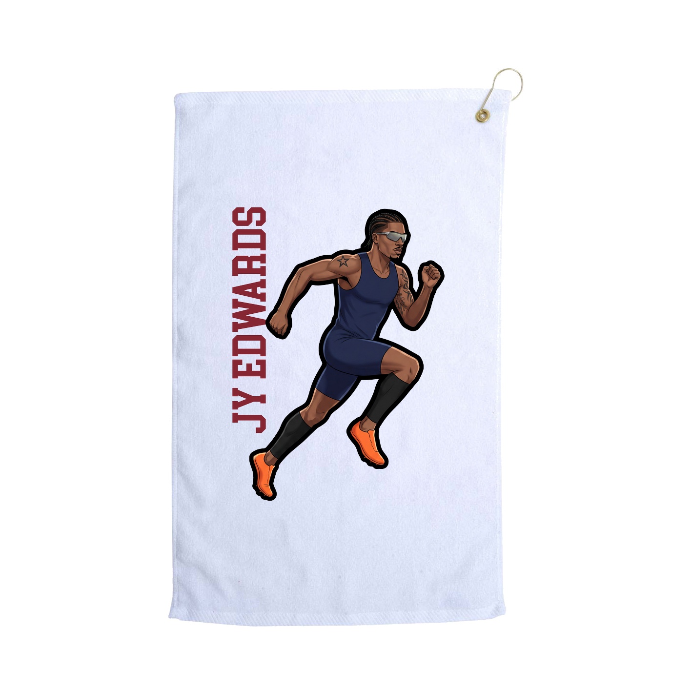 Golf Towel — Name Vertical in White
