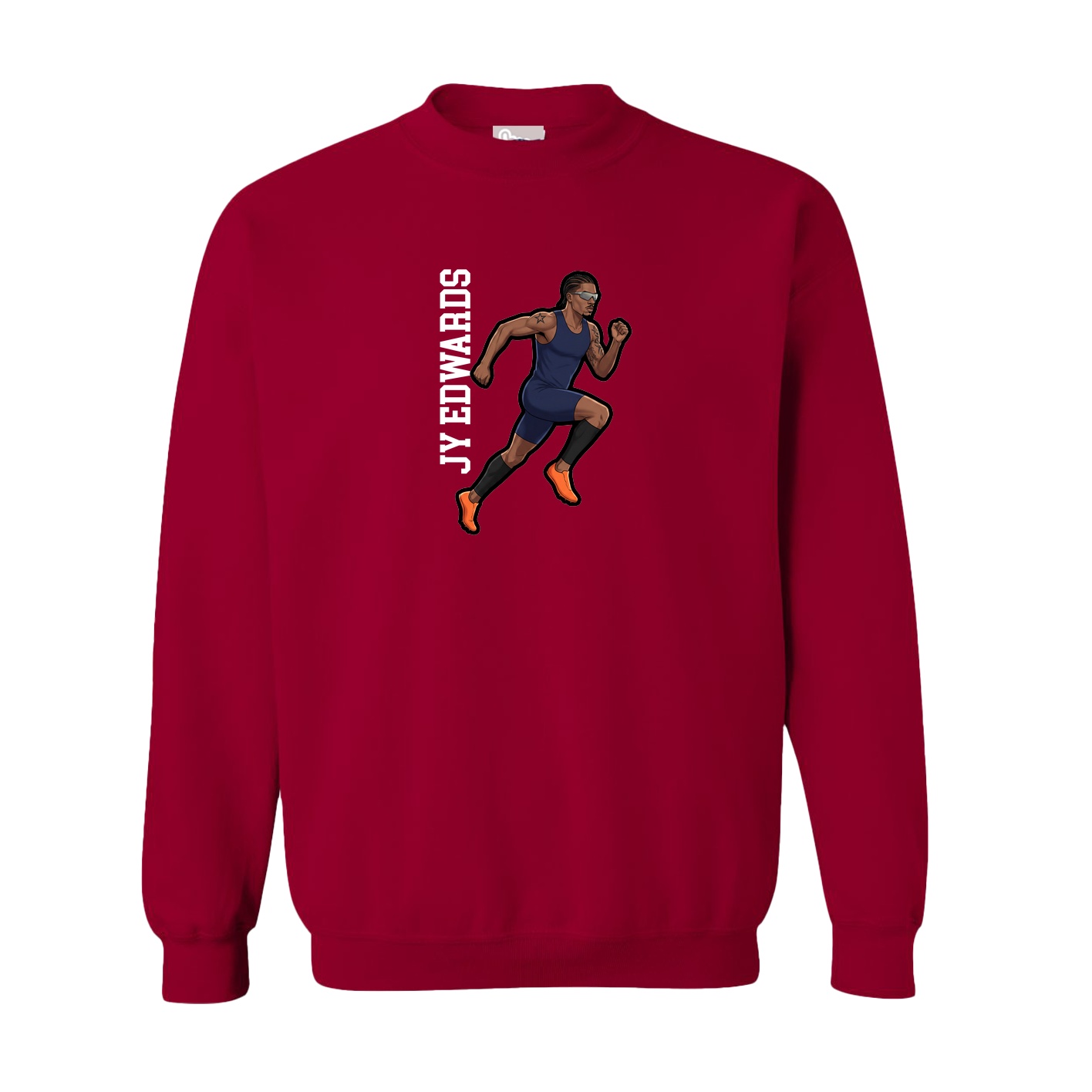 Fleece Crew — Name Vertical in Cardinal