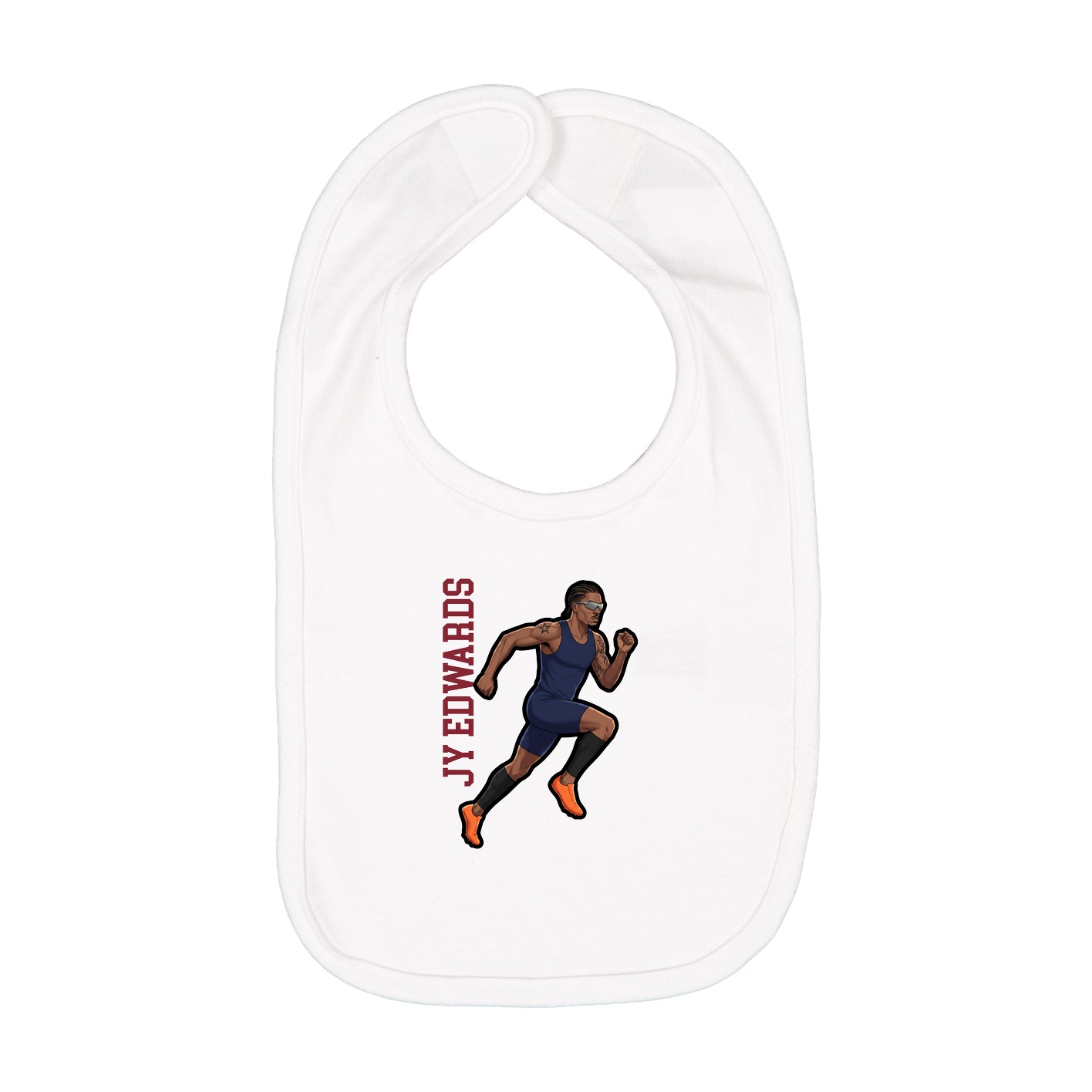 Infant Bib — Name Vertical in White