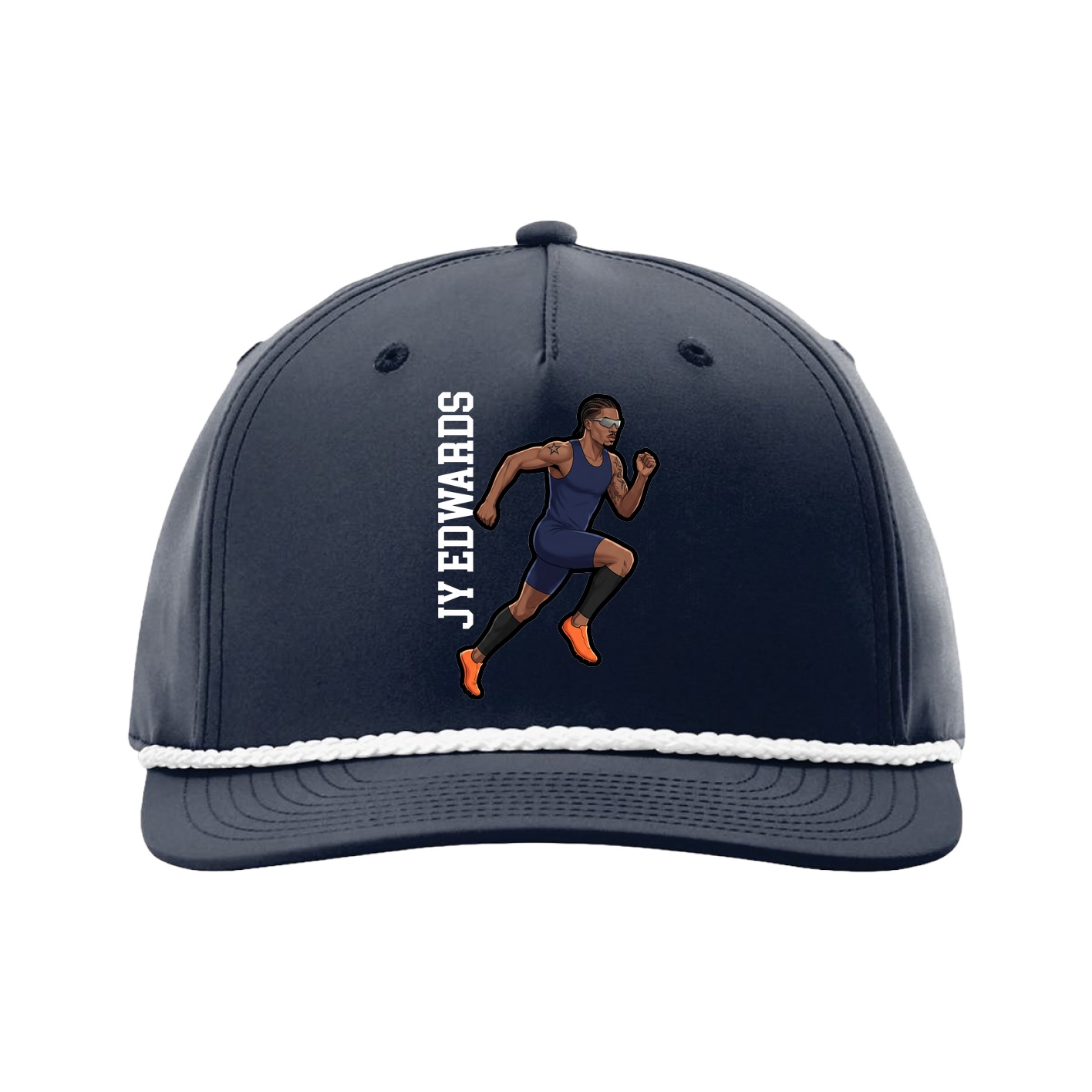 Five-Panel Classic Rope Cap — Name Vertical in Navy