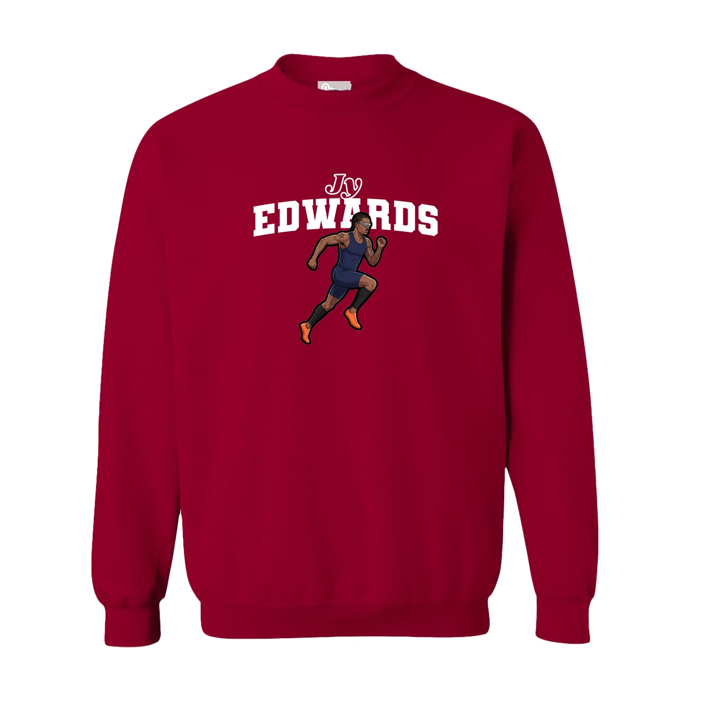 Fleece Crew — Name Arch in Cardinal