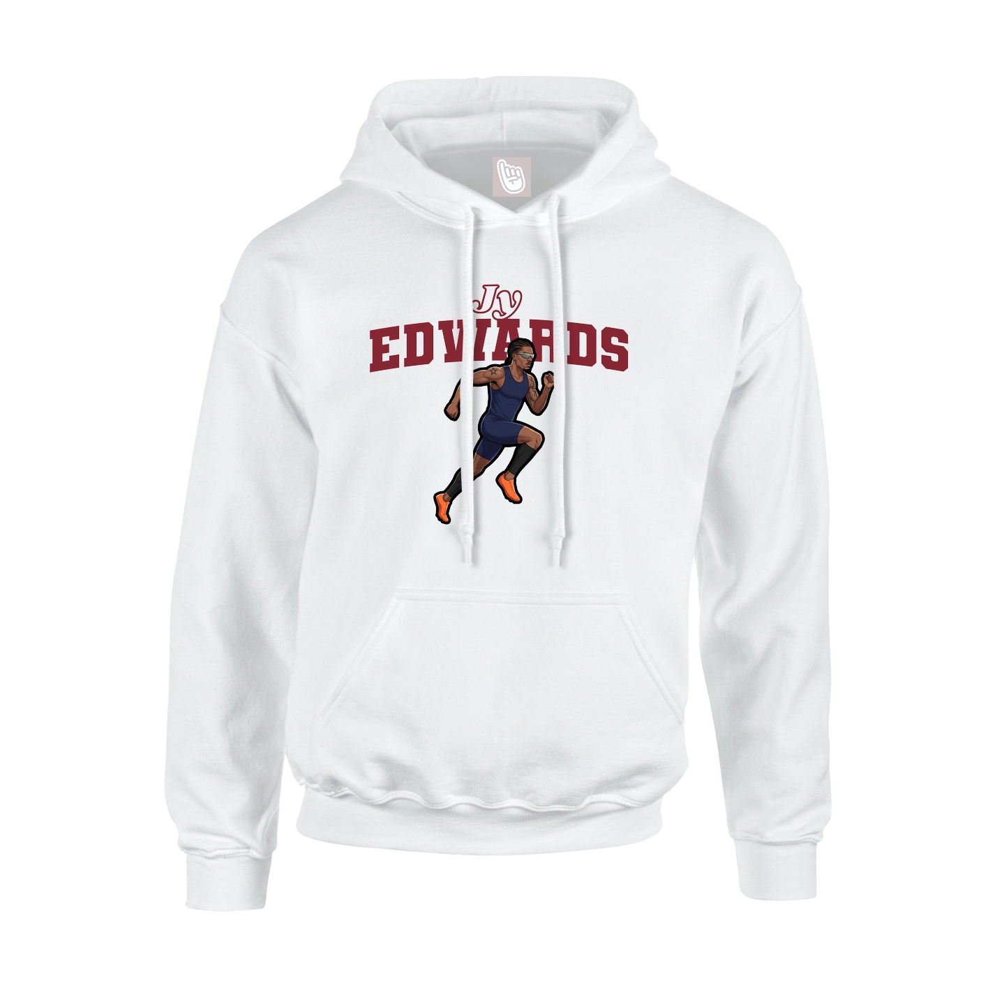 Youth Hoodie — Name Arch in White