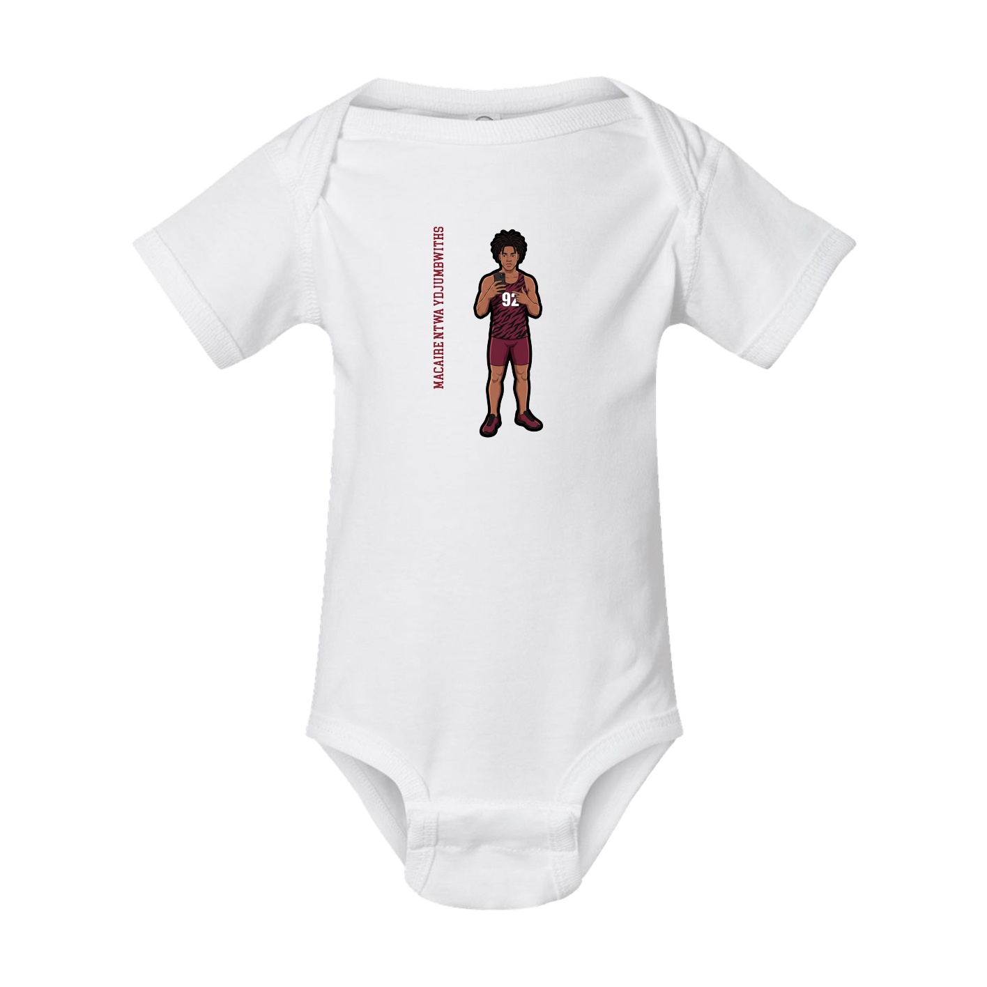Baby Onesie — Name Vertical in White