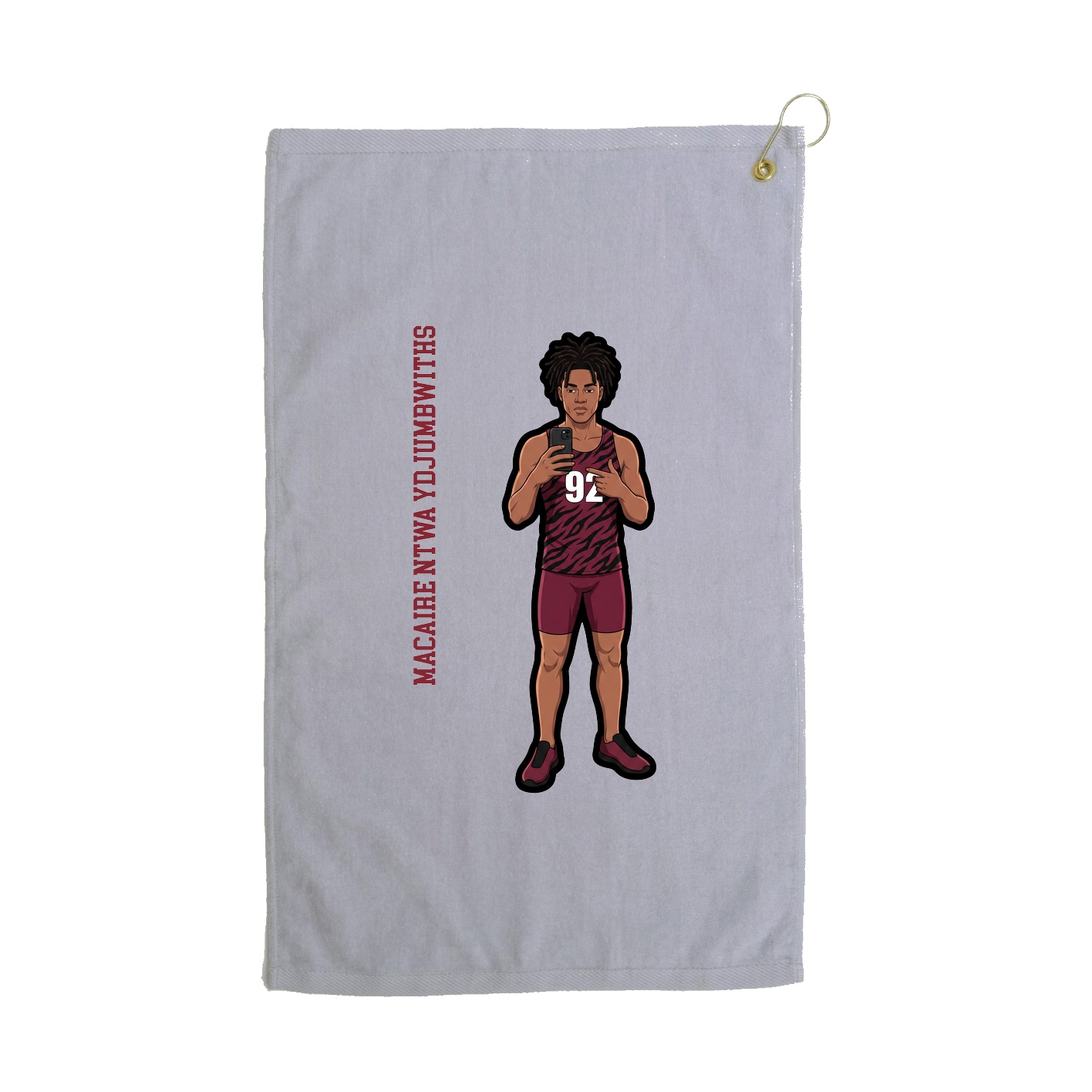 Golf Towel — Name Vertical in Grey