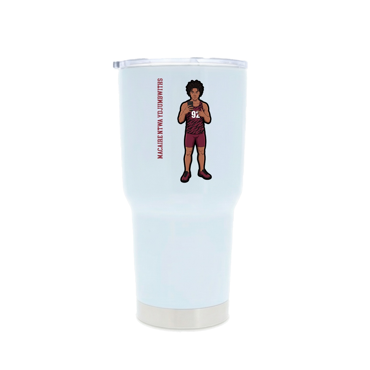 30oz Stainless Steel Tumbler — Name Vertical in White