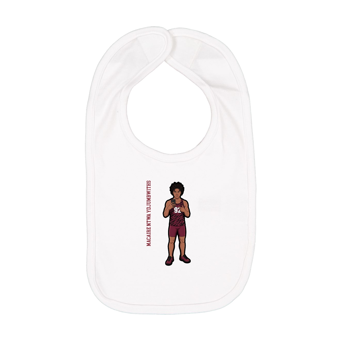 Infant Bib — Name Vertical in White
