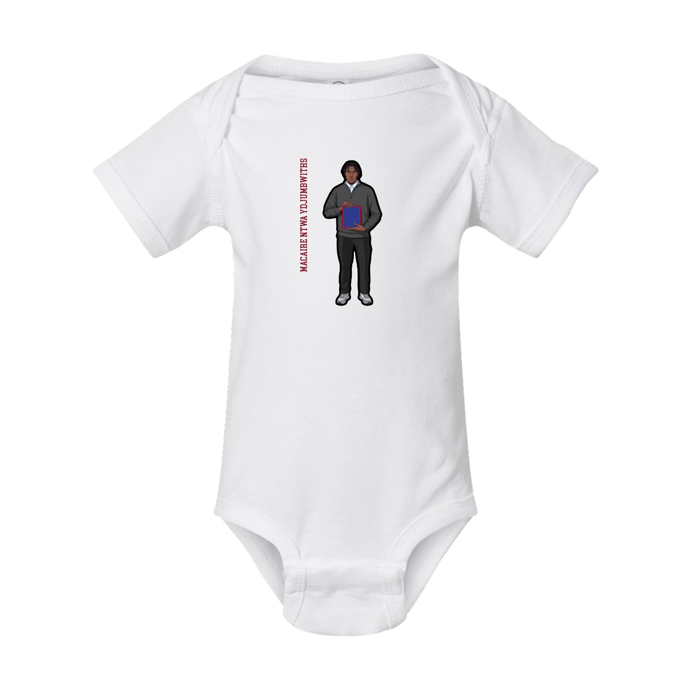 Baby Onesie — Name Vertical in White