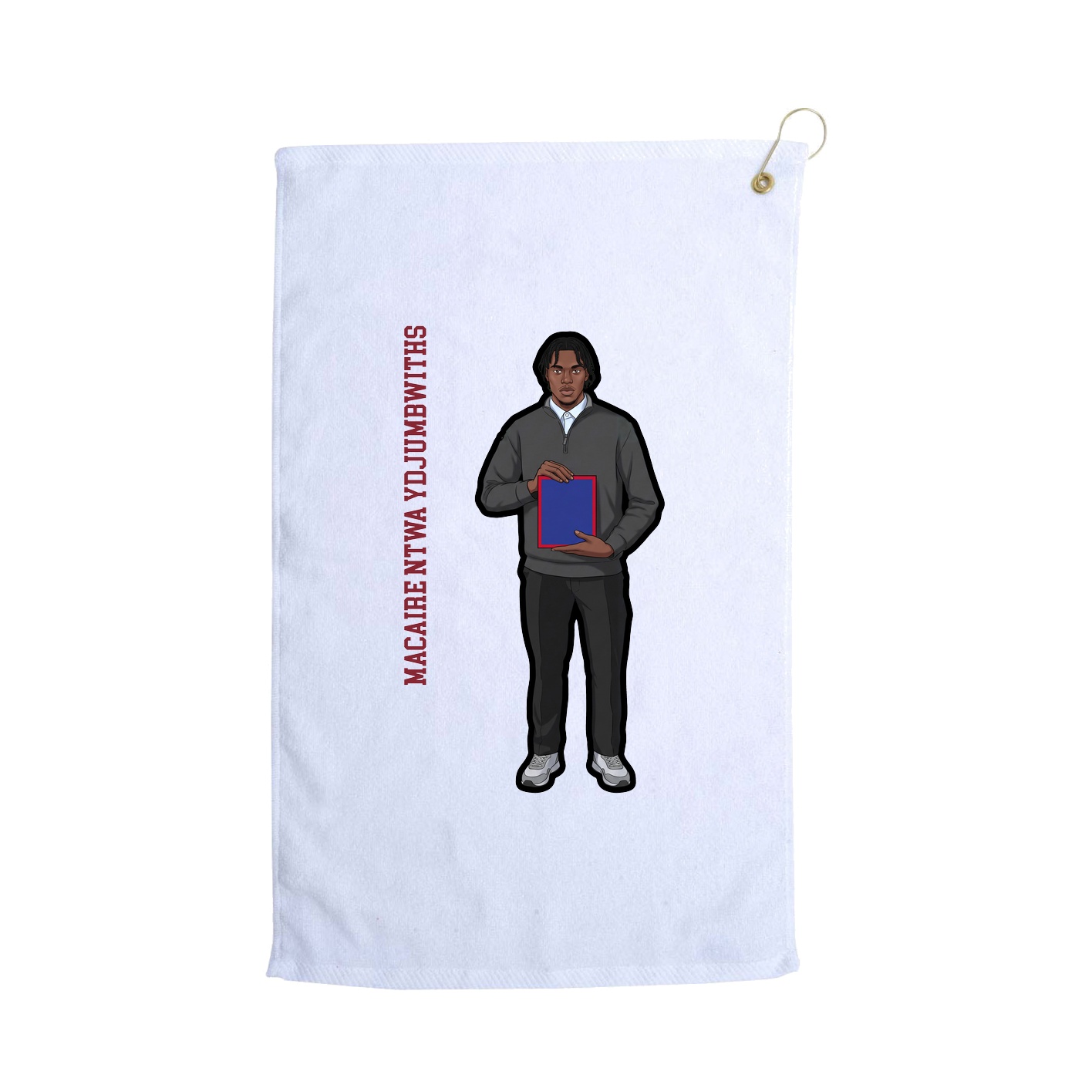Golf Towel — Name Vertical in White