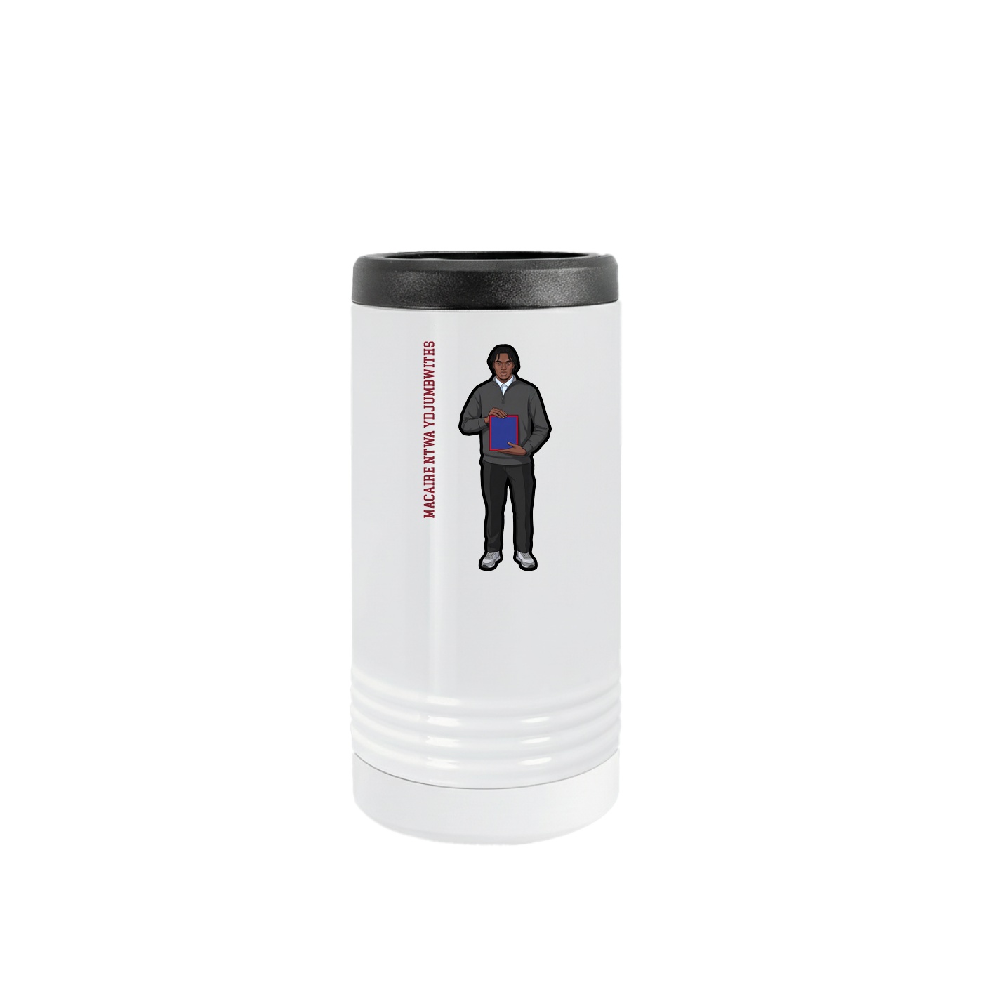 Slim Beverage Holder — Name Vertical in White