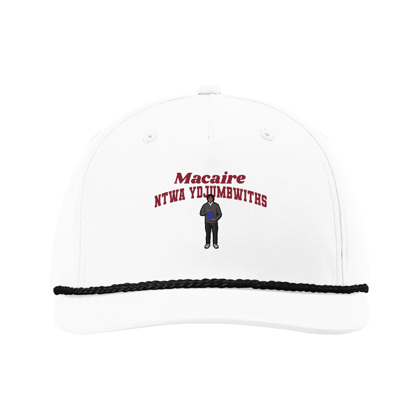 Five-Panel Classic Rope Cap — Signature Arch in White