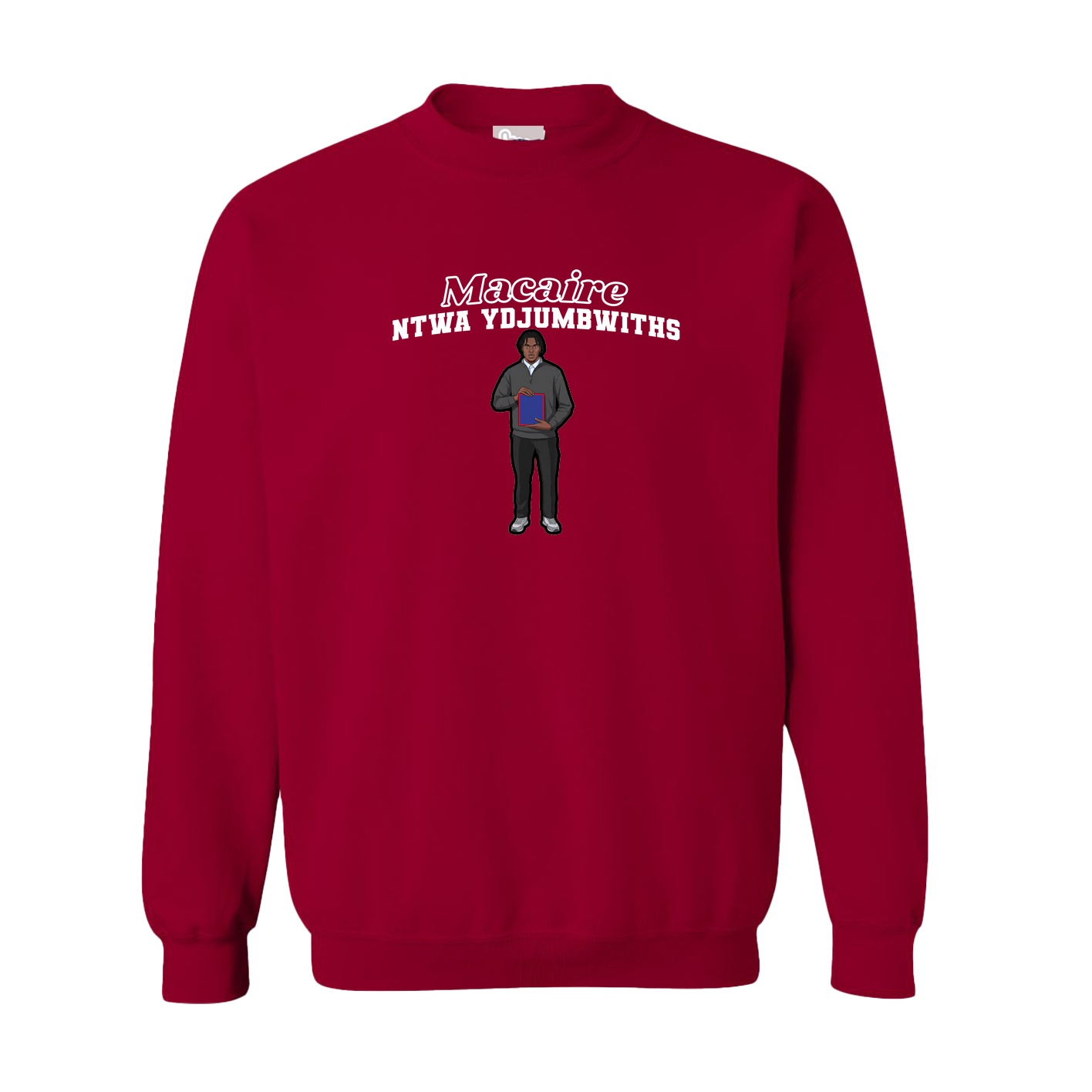 Fleece Crew — Name Arch in Cardinal