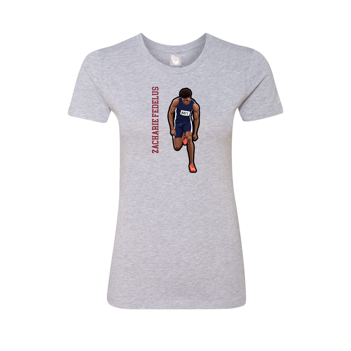 Fitted Women's Tee — Name Vertical in Grey