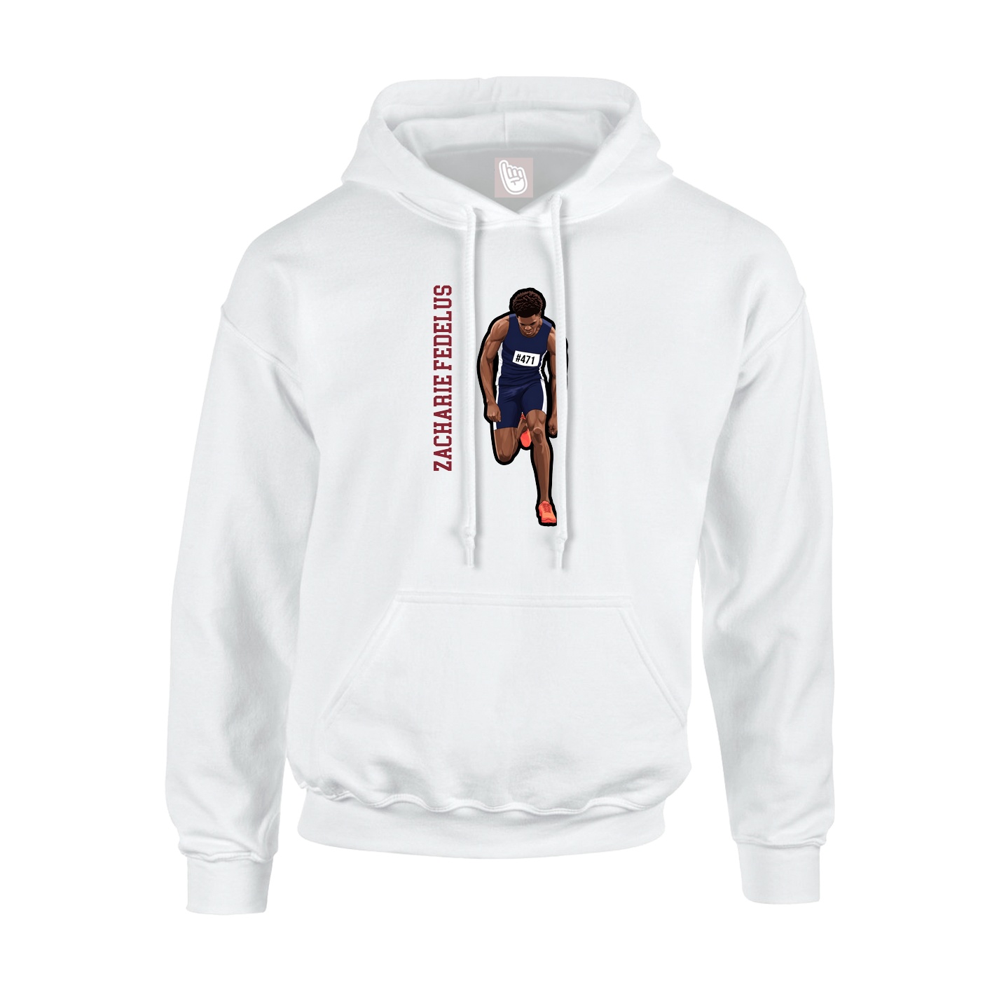 Youth Hoodie — Name Vertical in White