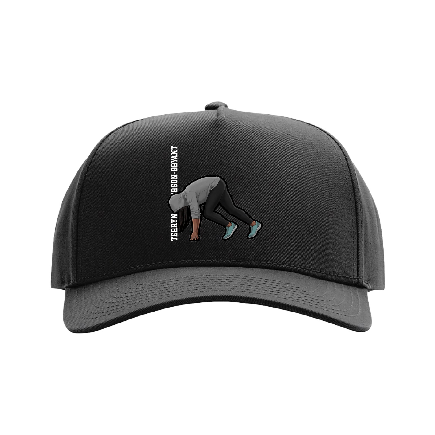 Full Fabric Five-Panel Champ Cap — Name Vertical in Black