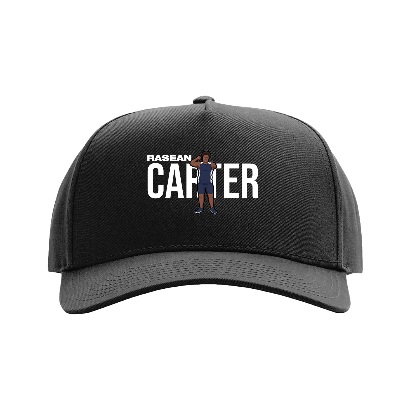 Full Fabric Five-Panel Champ Cap — Player Name in Black