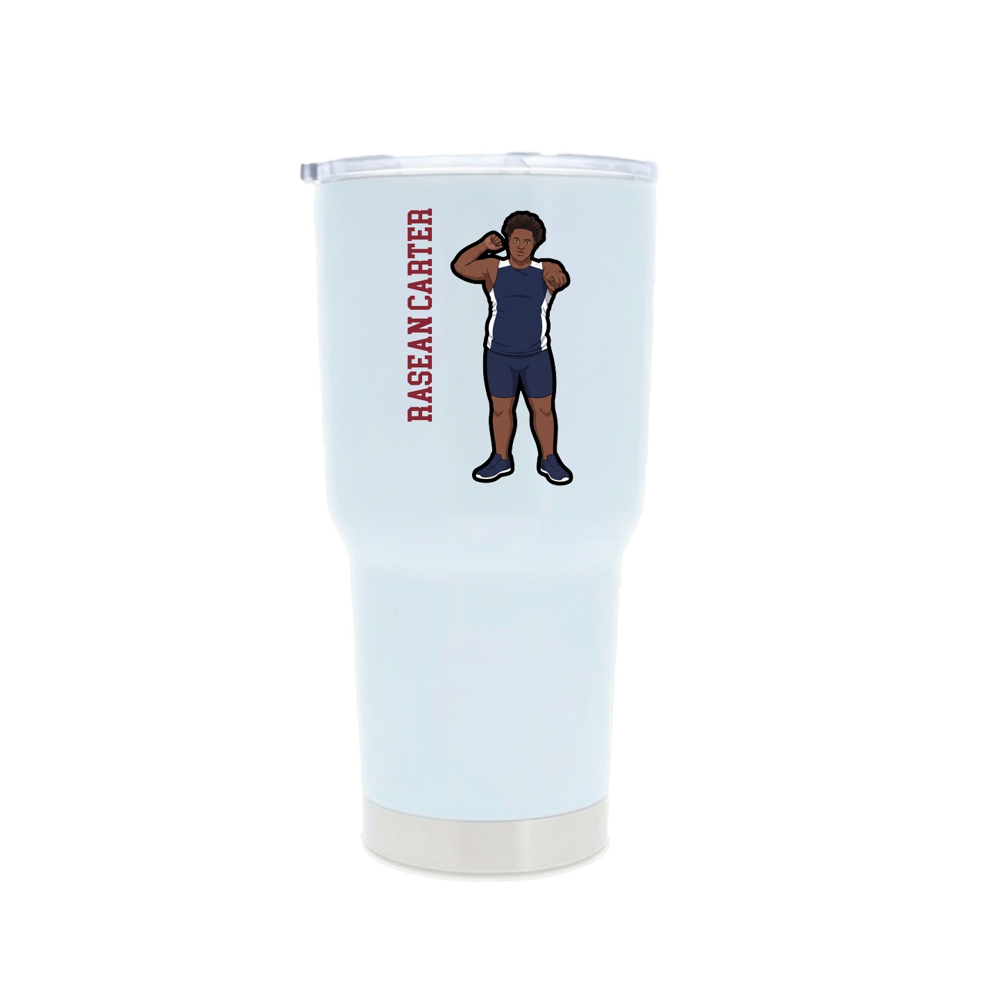 30oz Stainless Steel Tumbler — Name Vertical in White