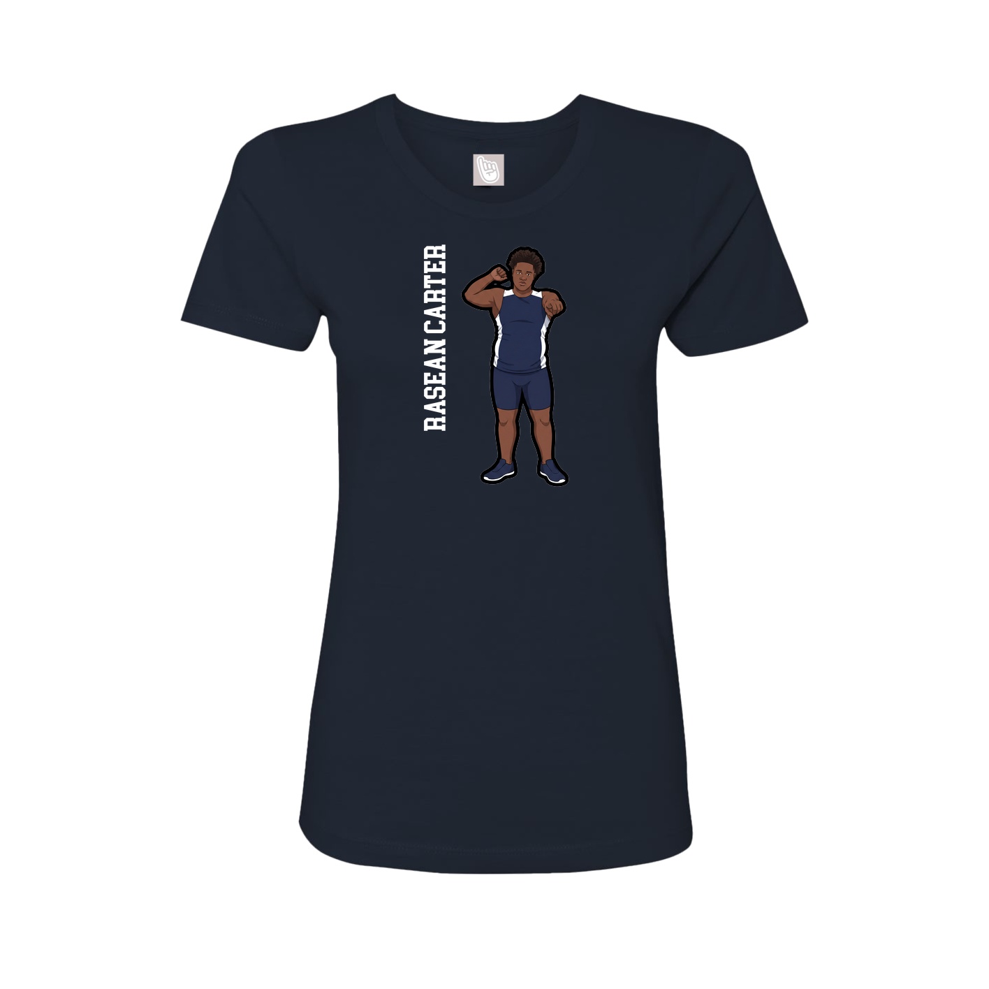 Fitted Women's Tee — Name Vertical in Navy