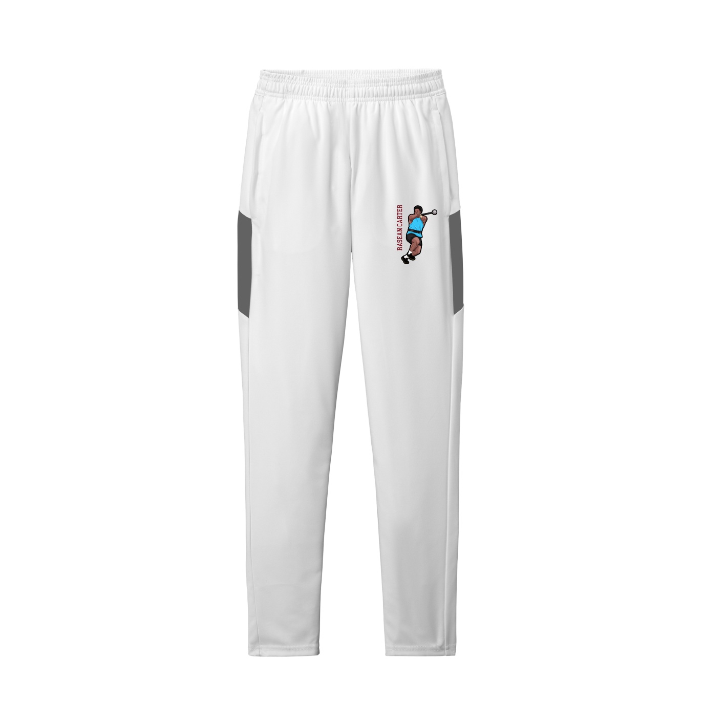 Team Travel Pant — Name Vertical in White/Grey