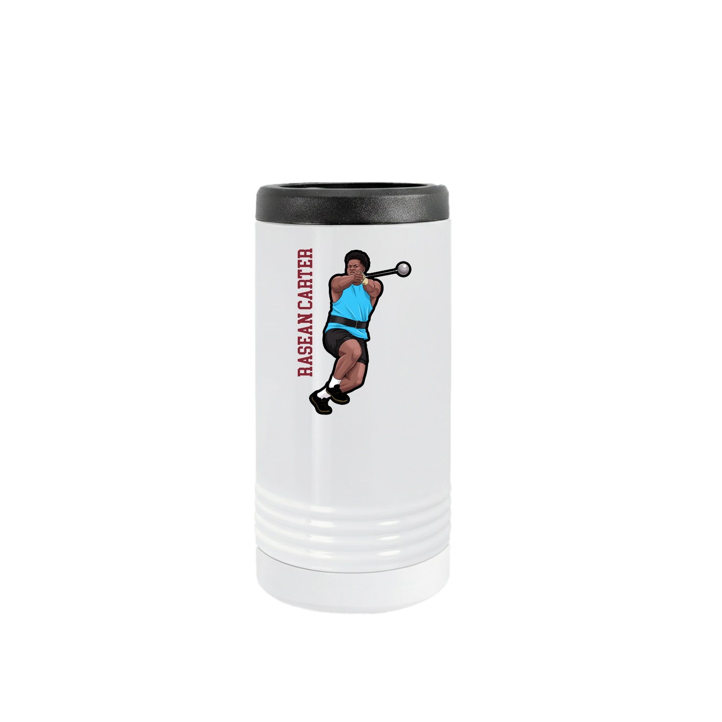 Slim Beverage Holder — Name Vertical in White