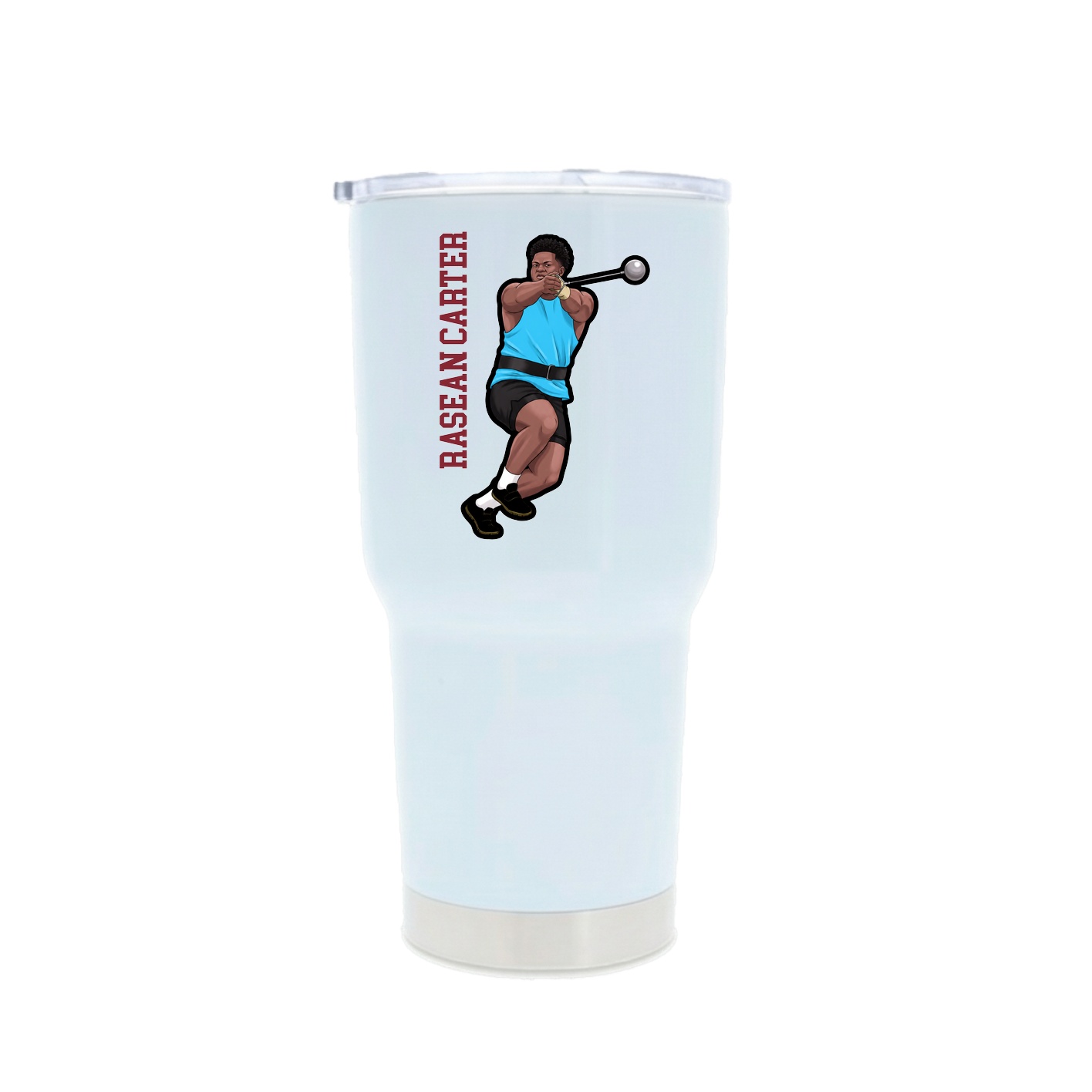 30oz Stainless Steel Tumbler — Name Vertical in White