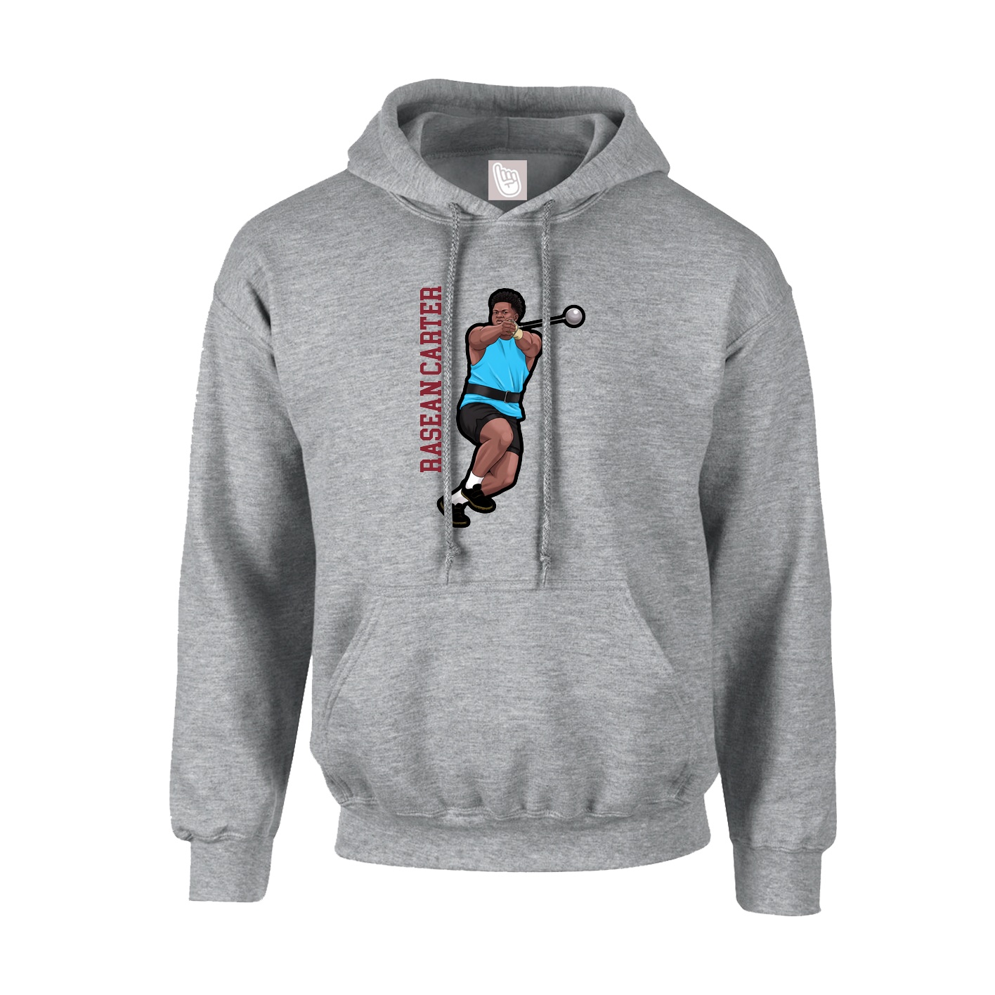 Youth Hoodie — Name Vertical in Grey