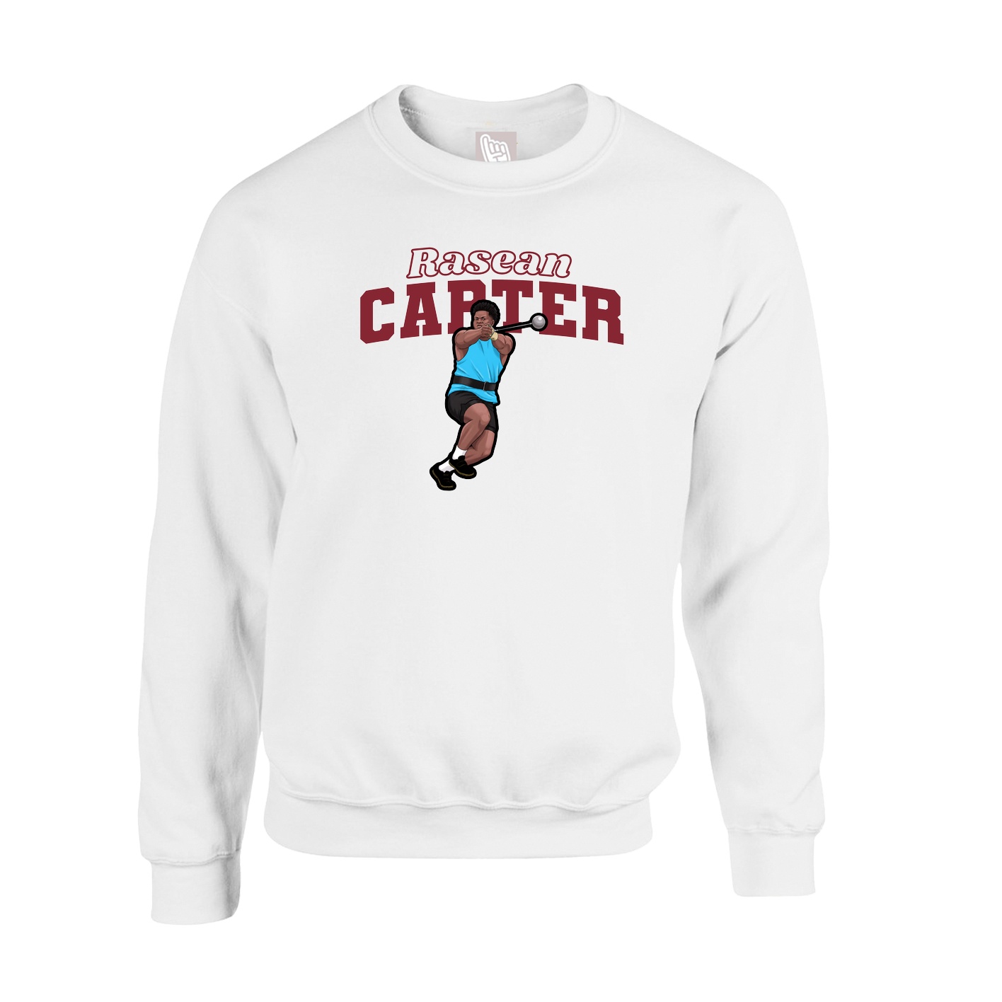Fleece Crew — Name Arch in White
