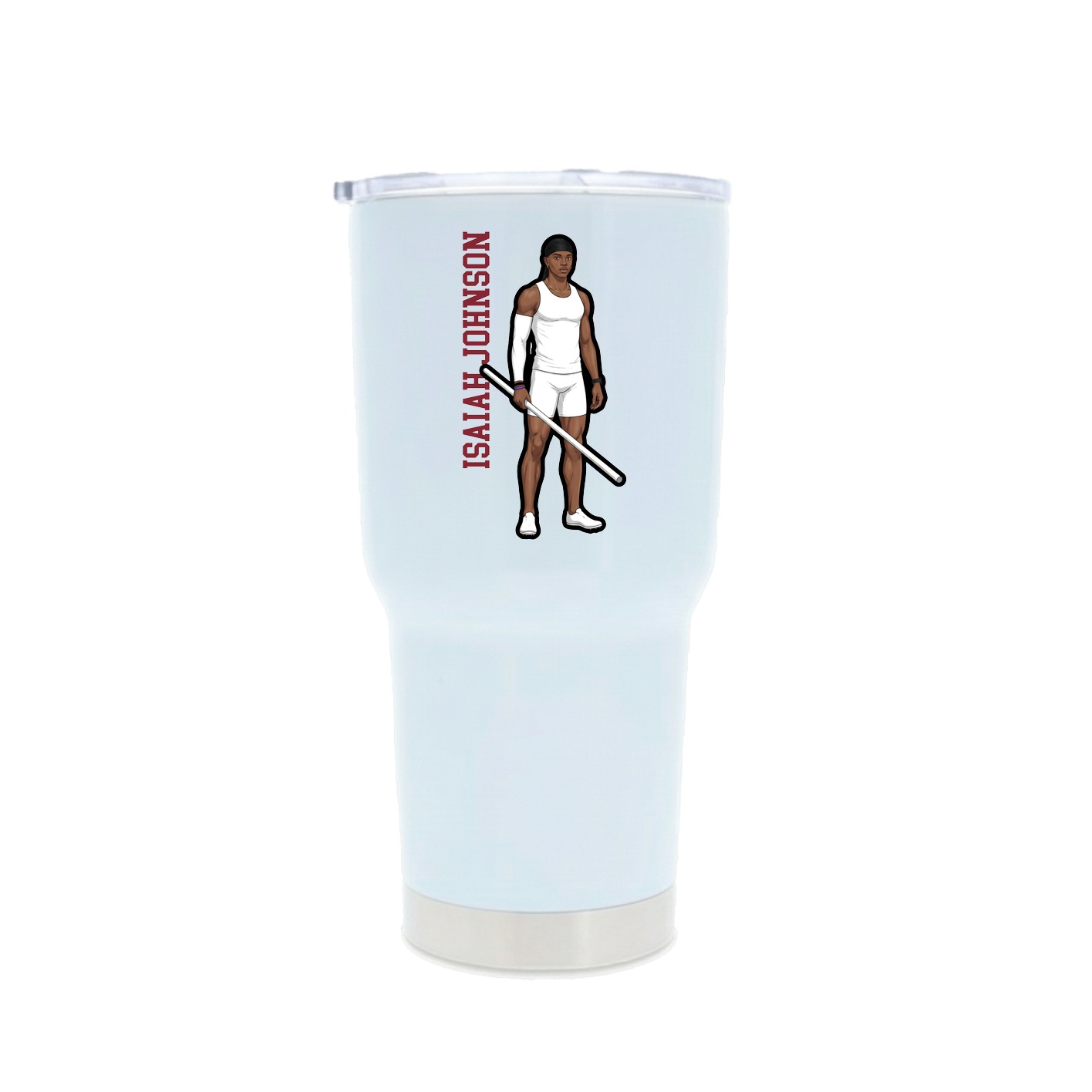 30oz Stainless Steel Tumbler — Name Vertical in White