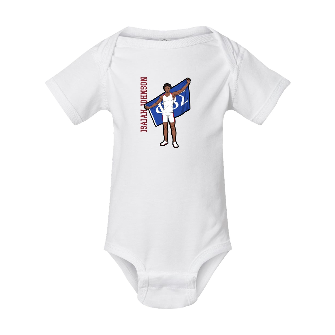 Baby Onesie — Name Vertical in White