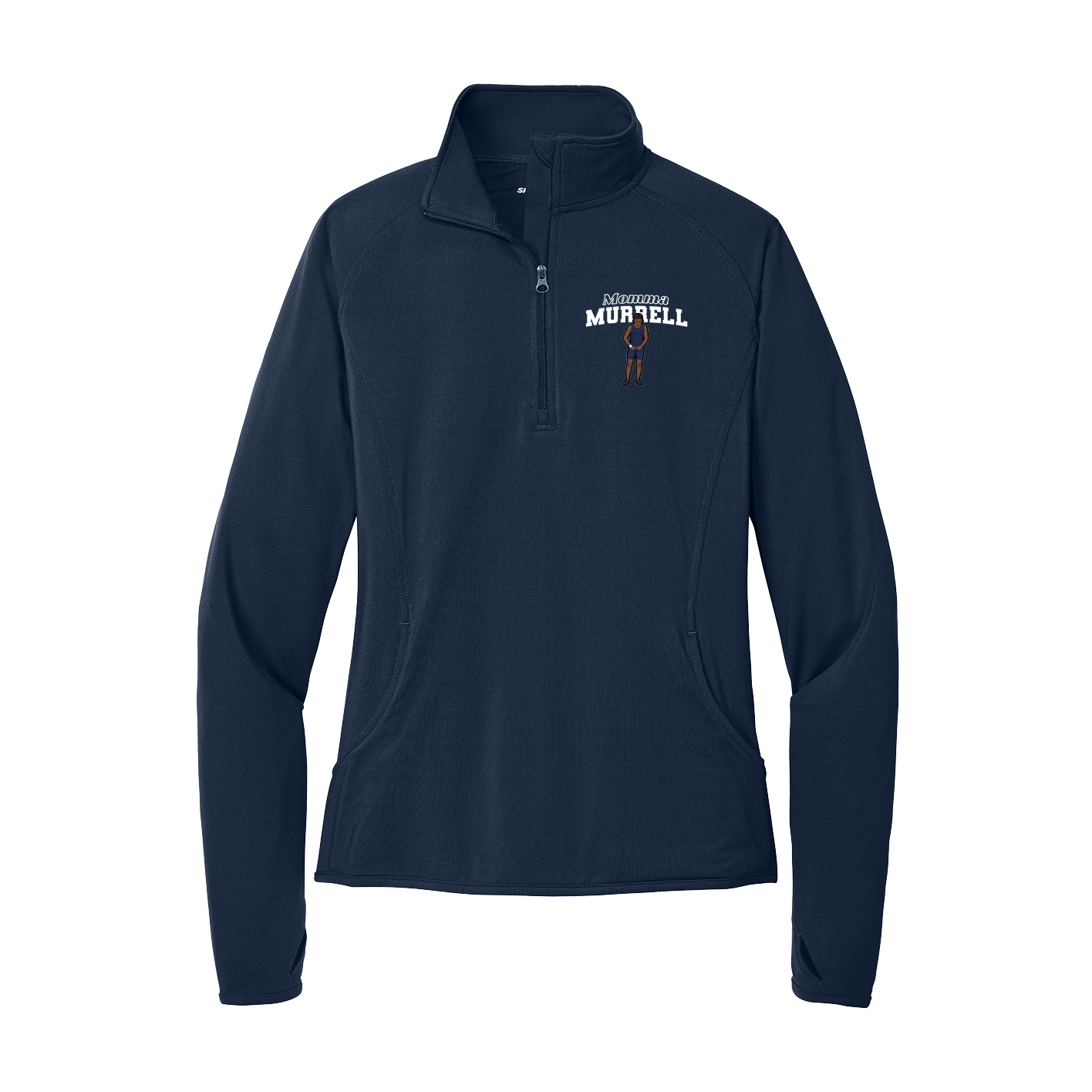 Women's Q-Zip Pullover — Mothers Day Block in Navy
