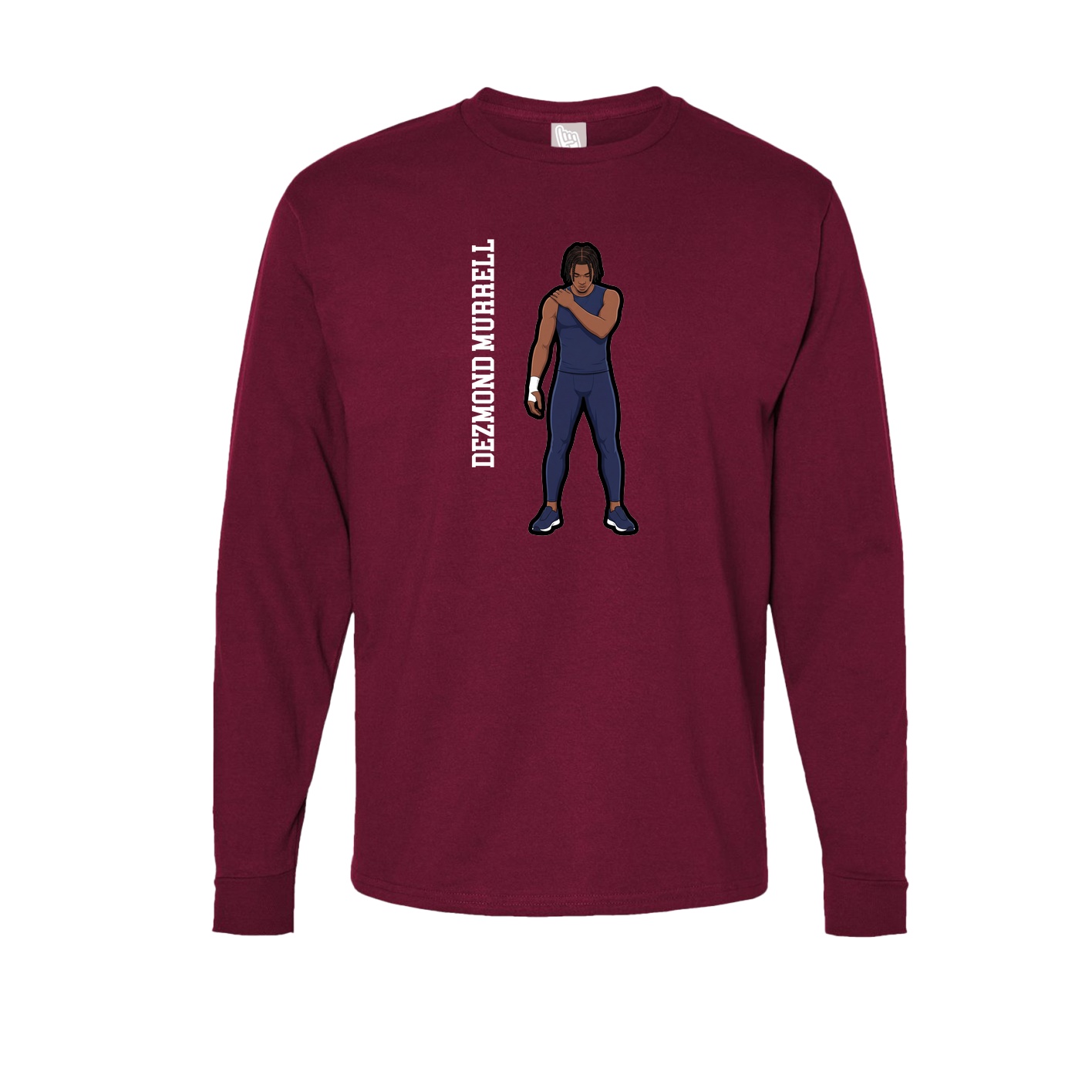 Long Sleeve Tee — Name Vertical in Cardinal