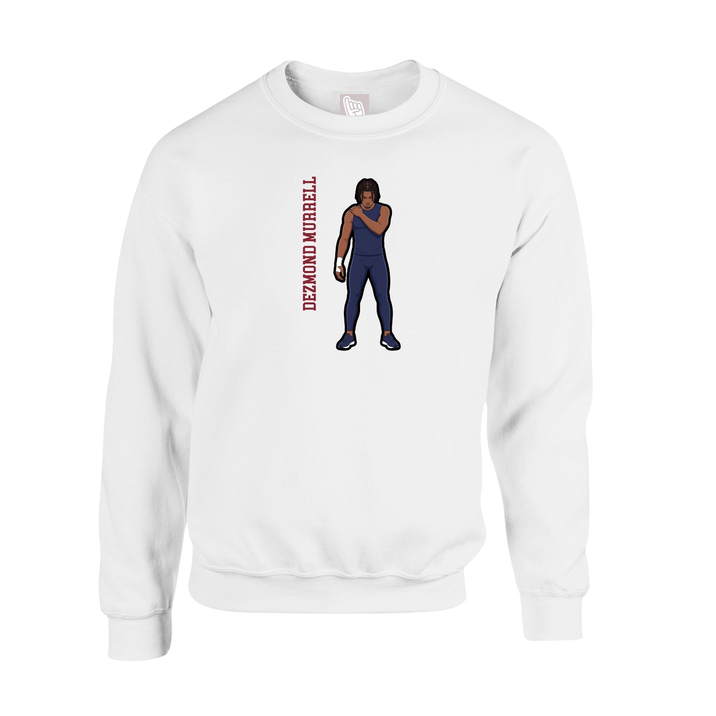 Fleece Crew — Name Vertical in White