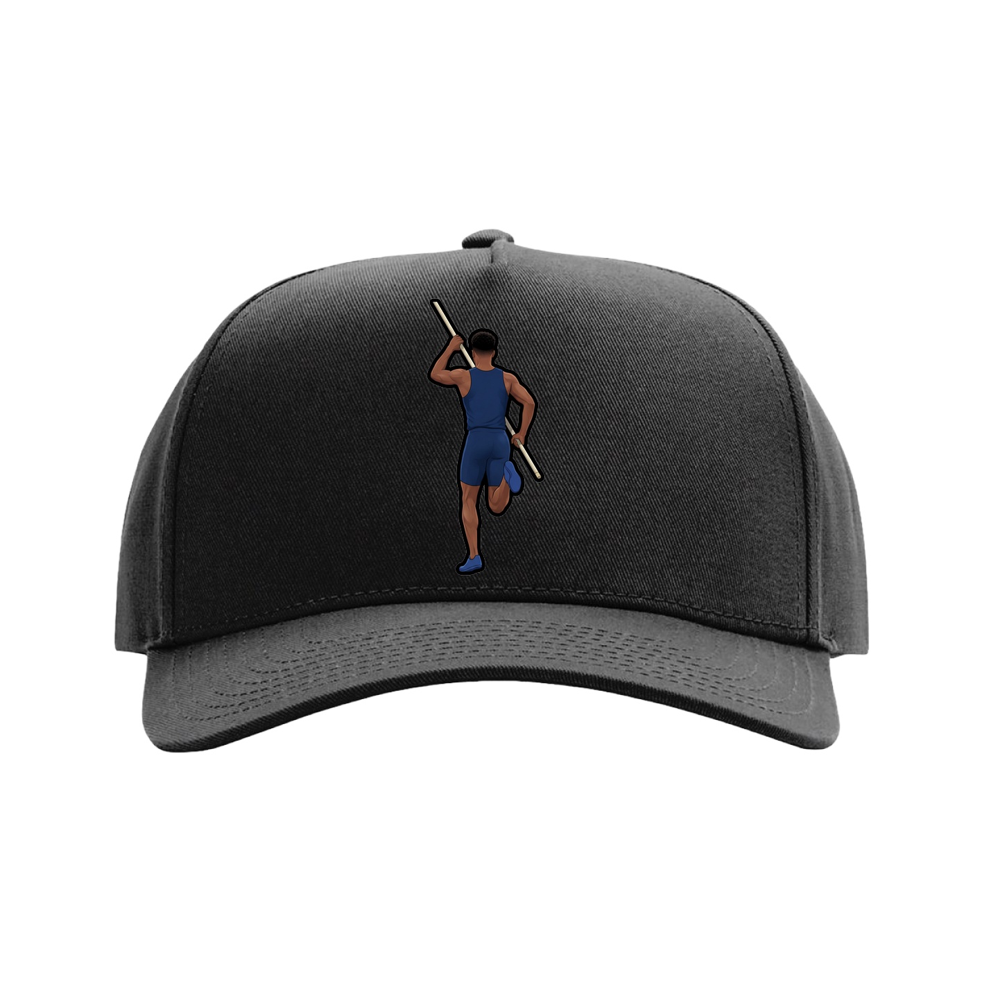 Full Fabric Five-Panel Champ Cap — Name Vertical in Black